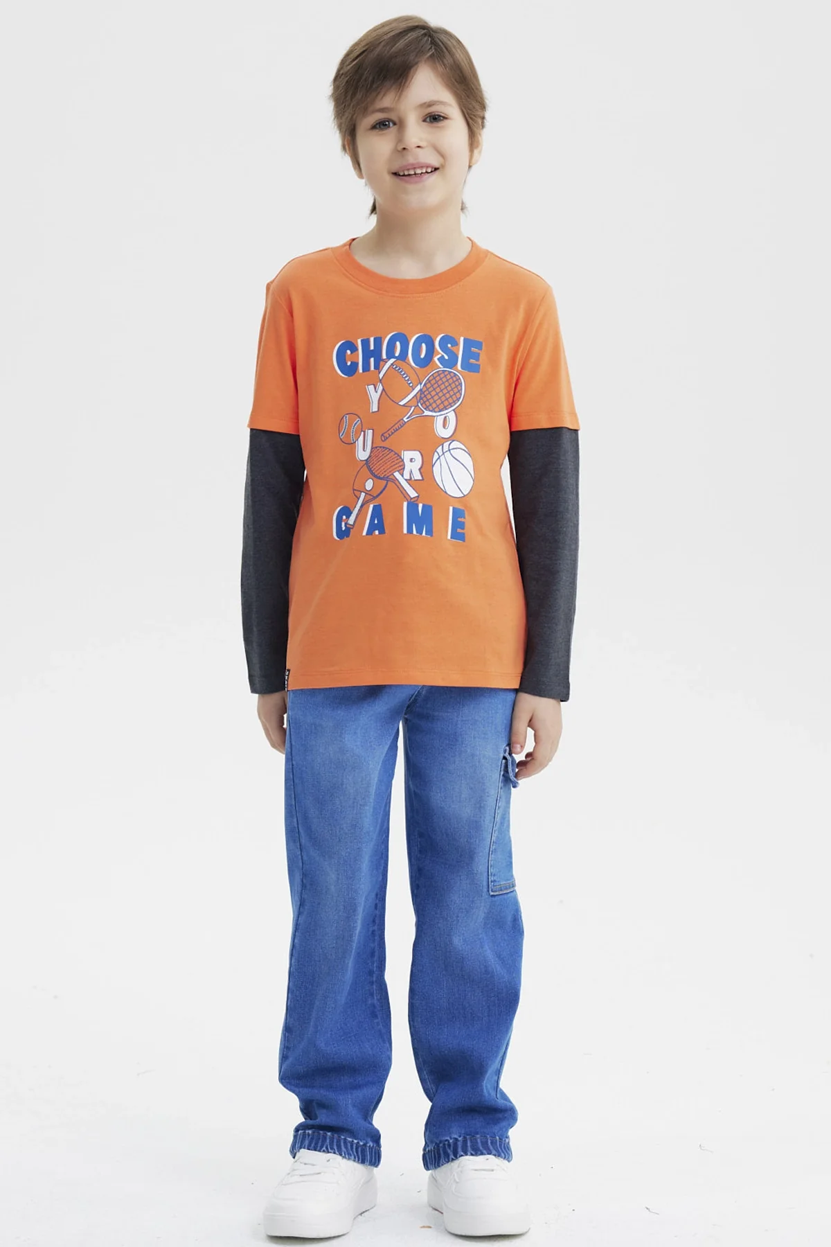 Polera Niño Básica Print Naranjo - Image 4