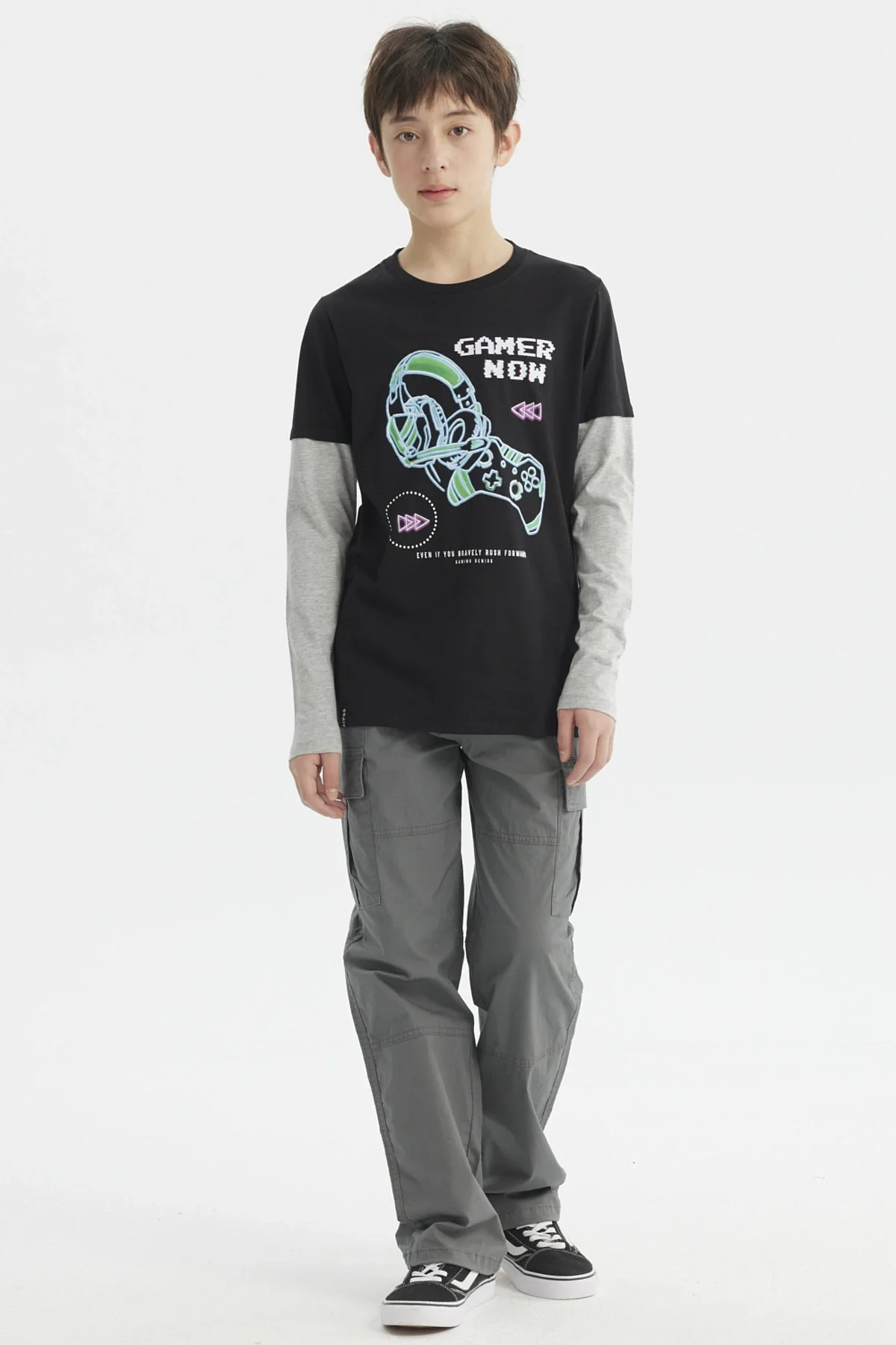 Polera Niño Básica Print Negro - Image 4