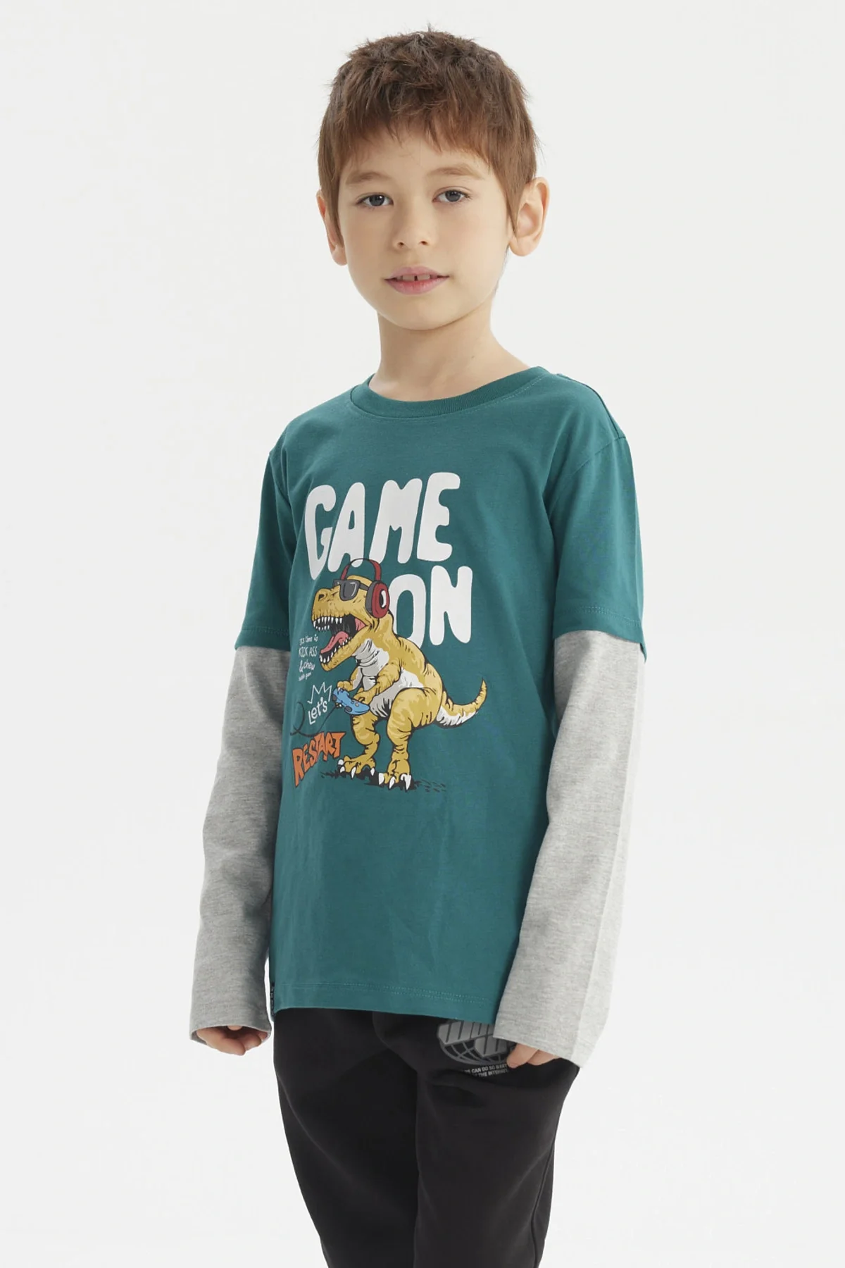 Polera Niño Básica Print Verde - Image 2