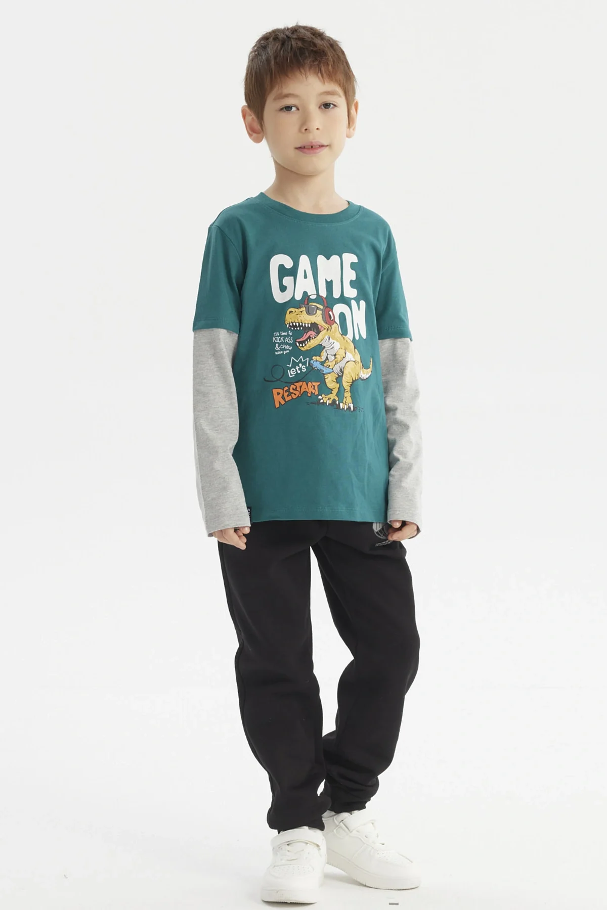 Polera Niño Básica Print Verde - Image 4