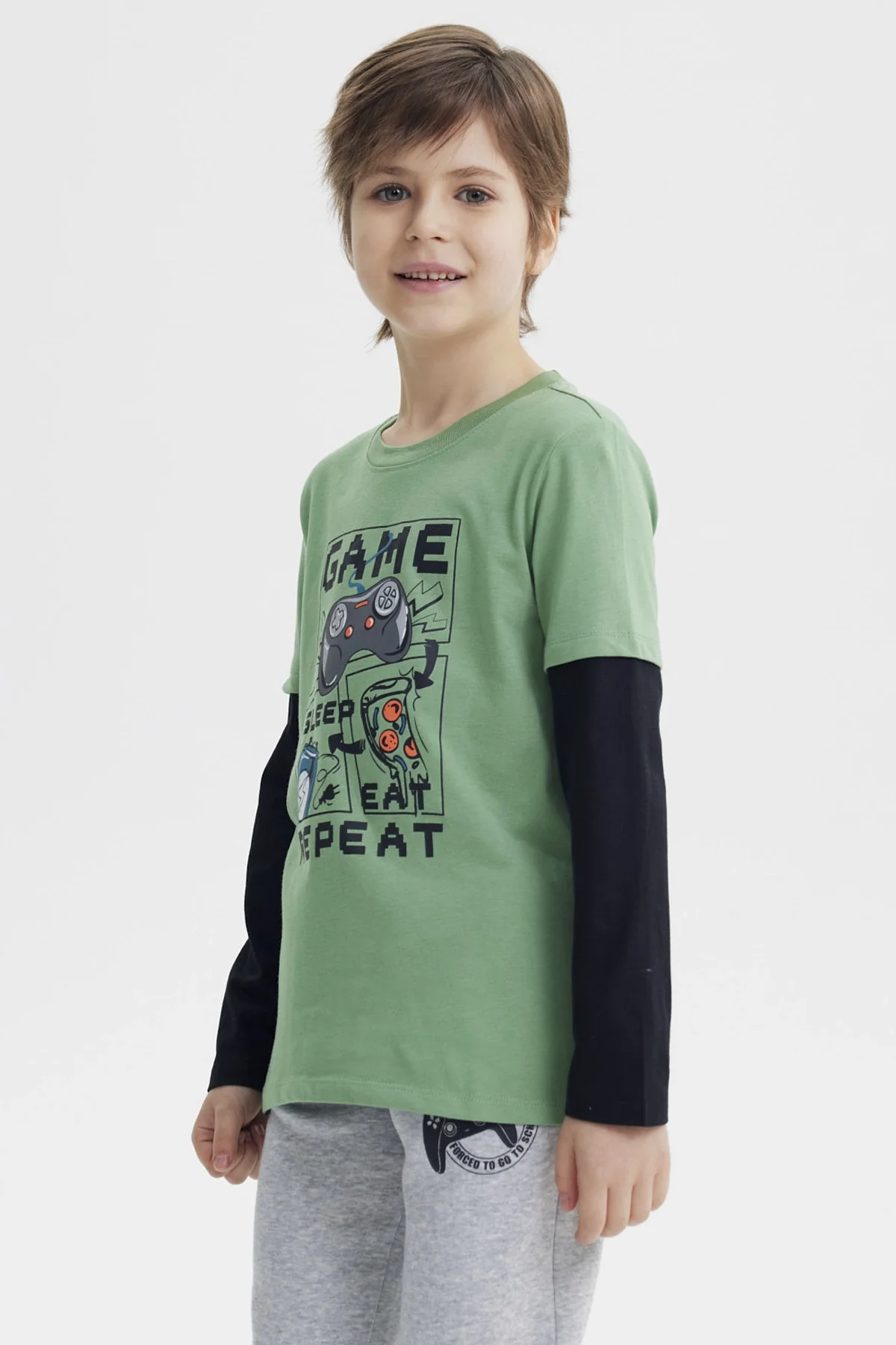 Polera Niño Básica Print Verde Claro - Image 2