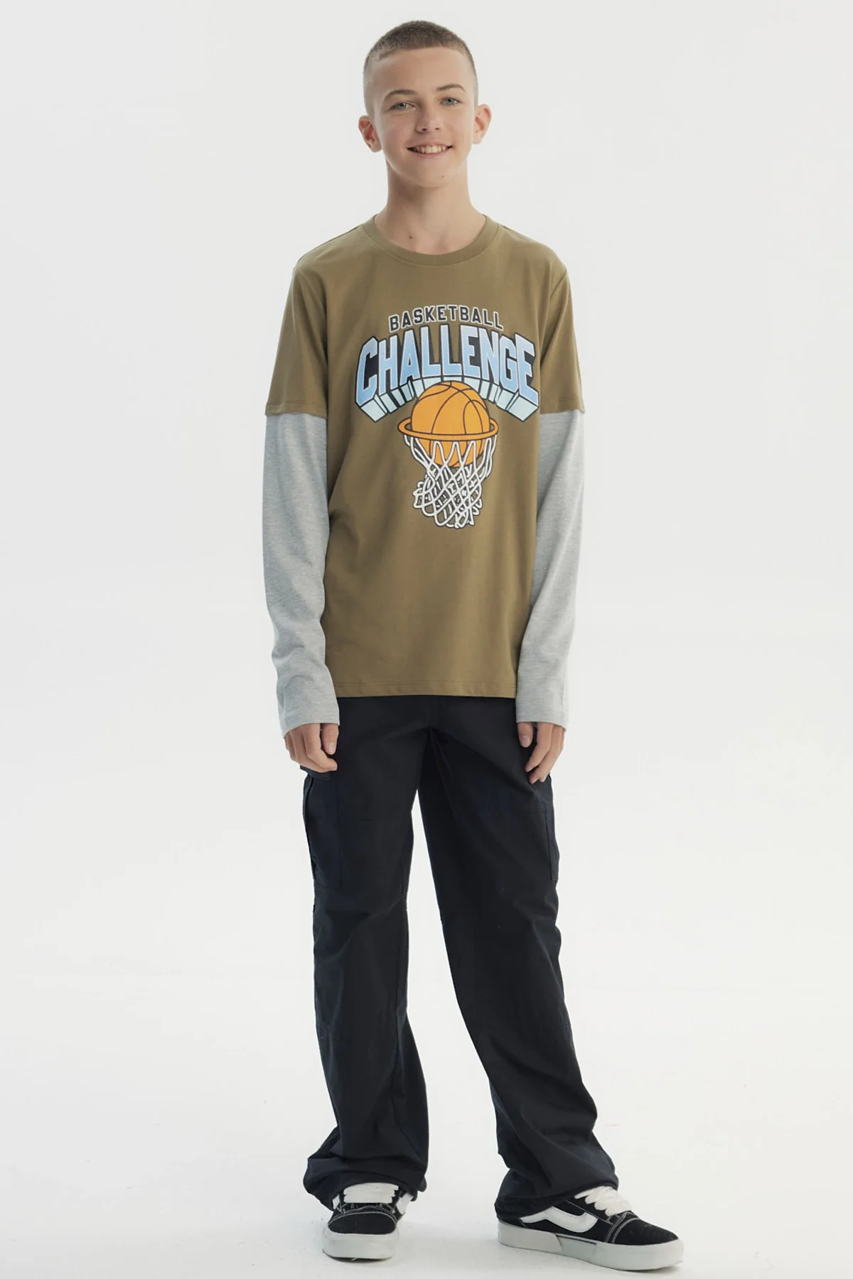 Polera Niño Básica Print Verde Militar - Image 4