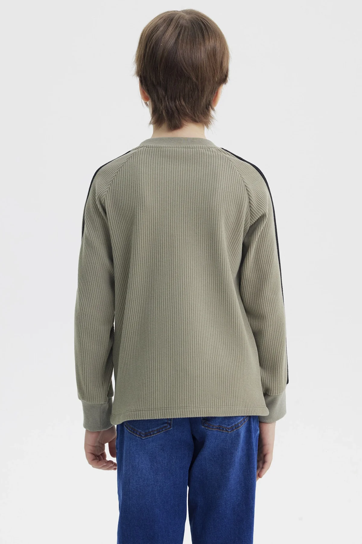 Polera Niño Bicolor Texturizada Verde Militar - Image 3