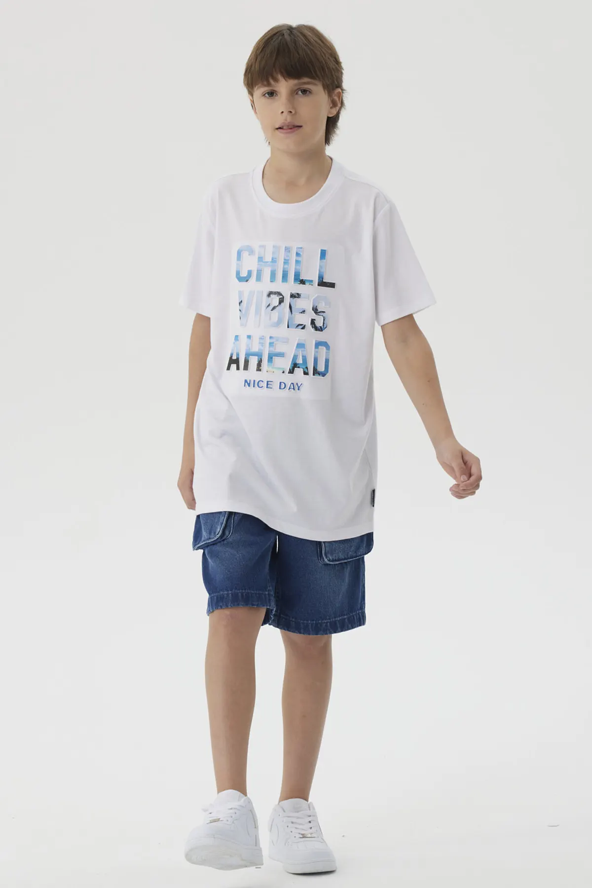 Polera Niño Estampado Playero Blanco - Image 4