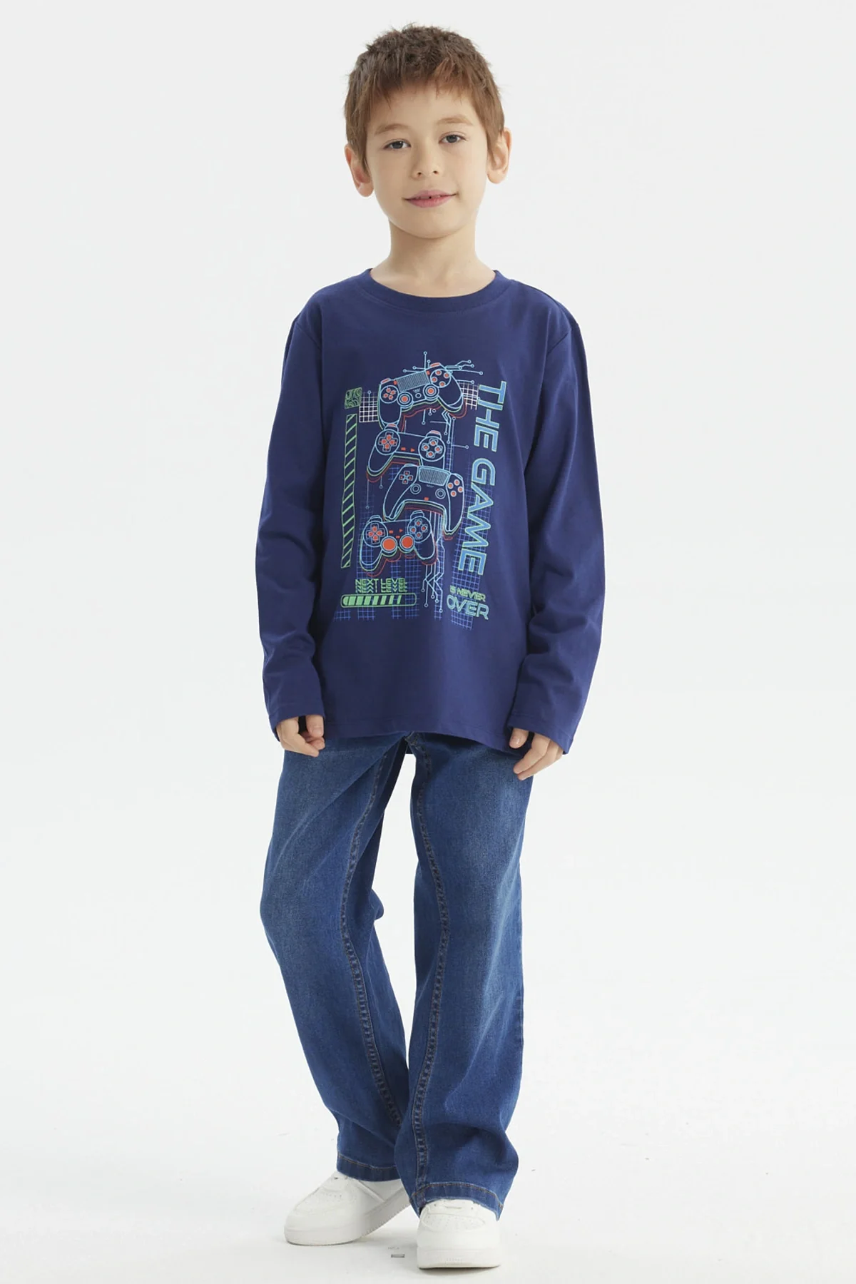 Polera Niño Fosforecente Azul Oscuro - Image 4