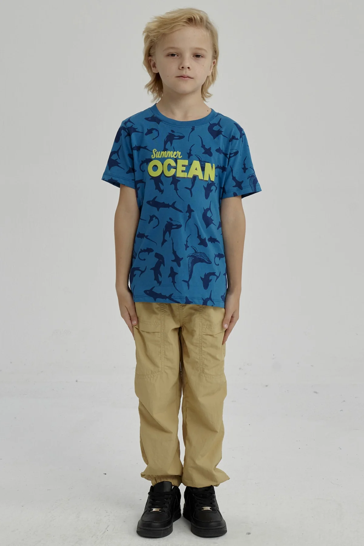 Polera Niño Mini Print Posicional Azul Petroleo - Image 4