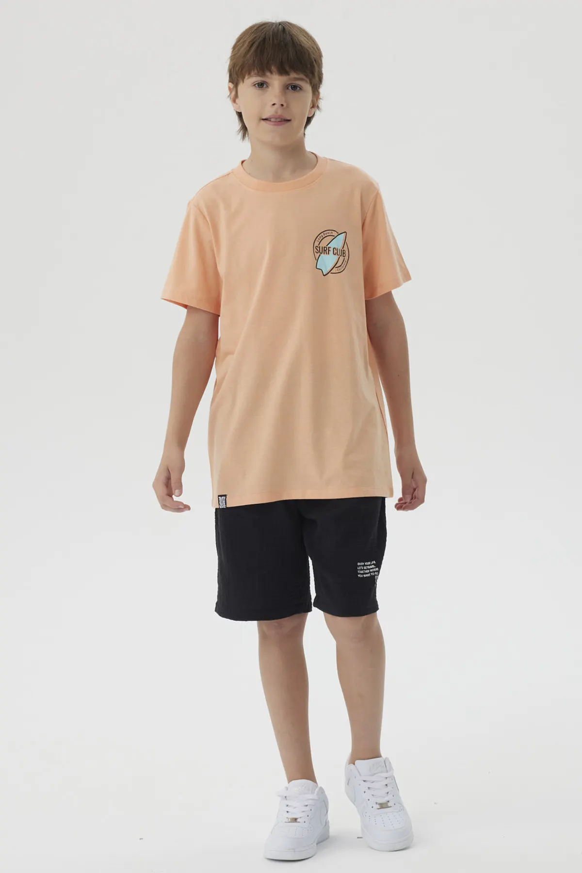 Polera Niño Mini Print Posicional Coral - Image 4