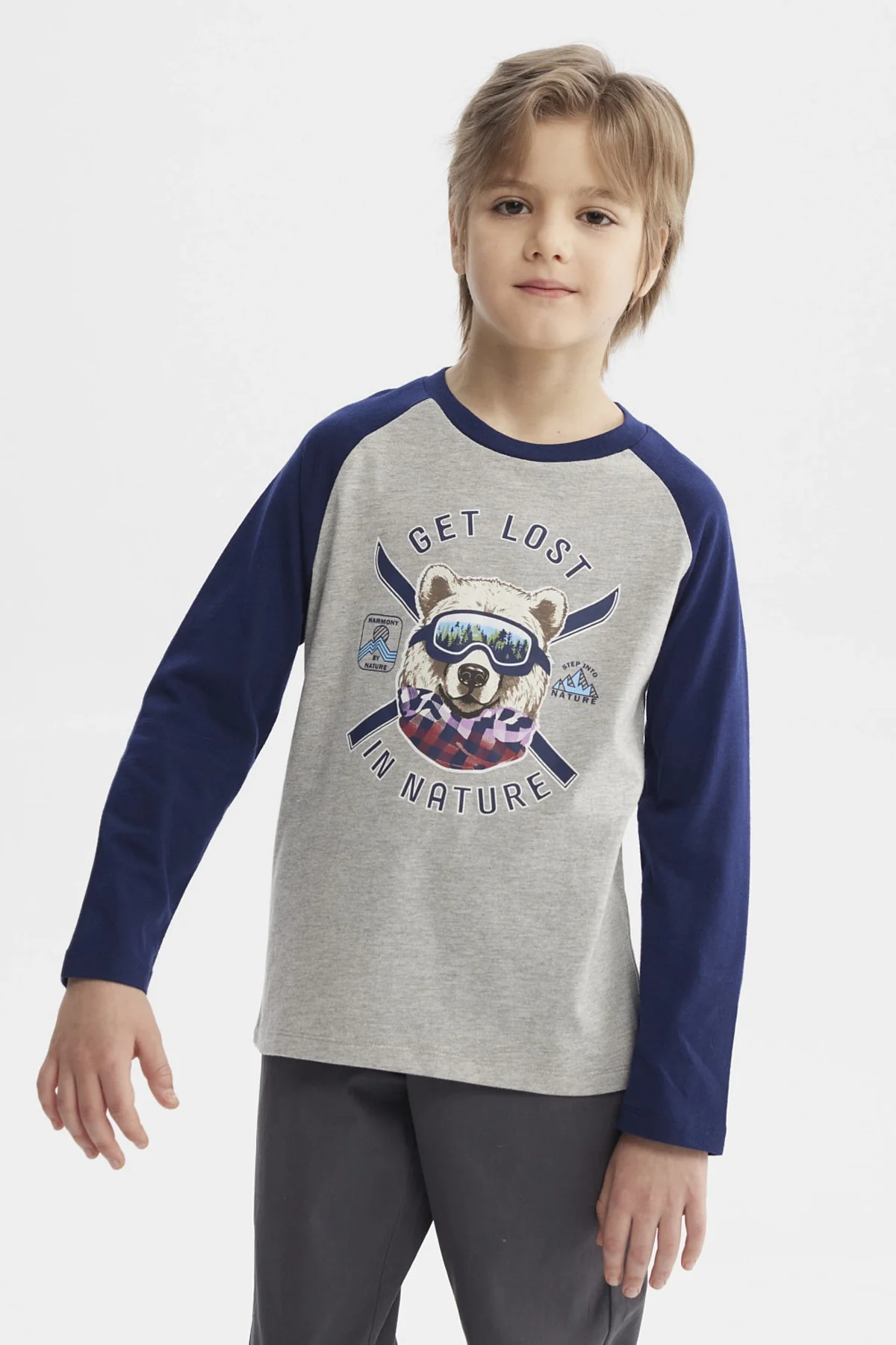 Polera Niño Print Adventure Gris Melange - Image 2