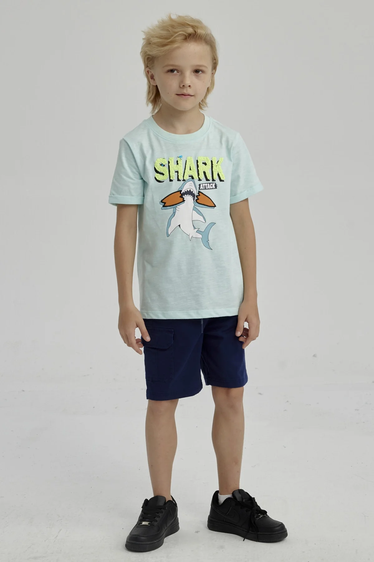 Polera Niño Print Lentejuelas Aqua - Image 4