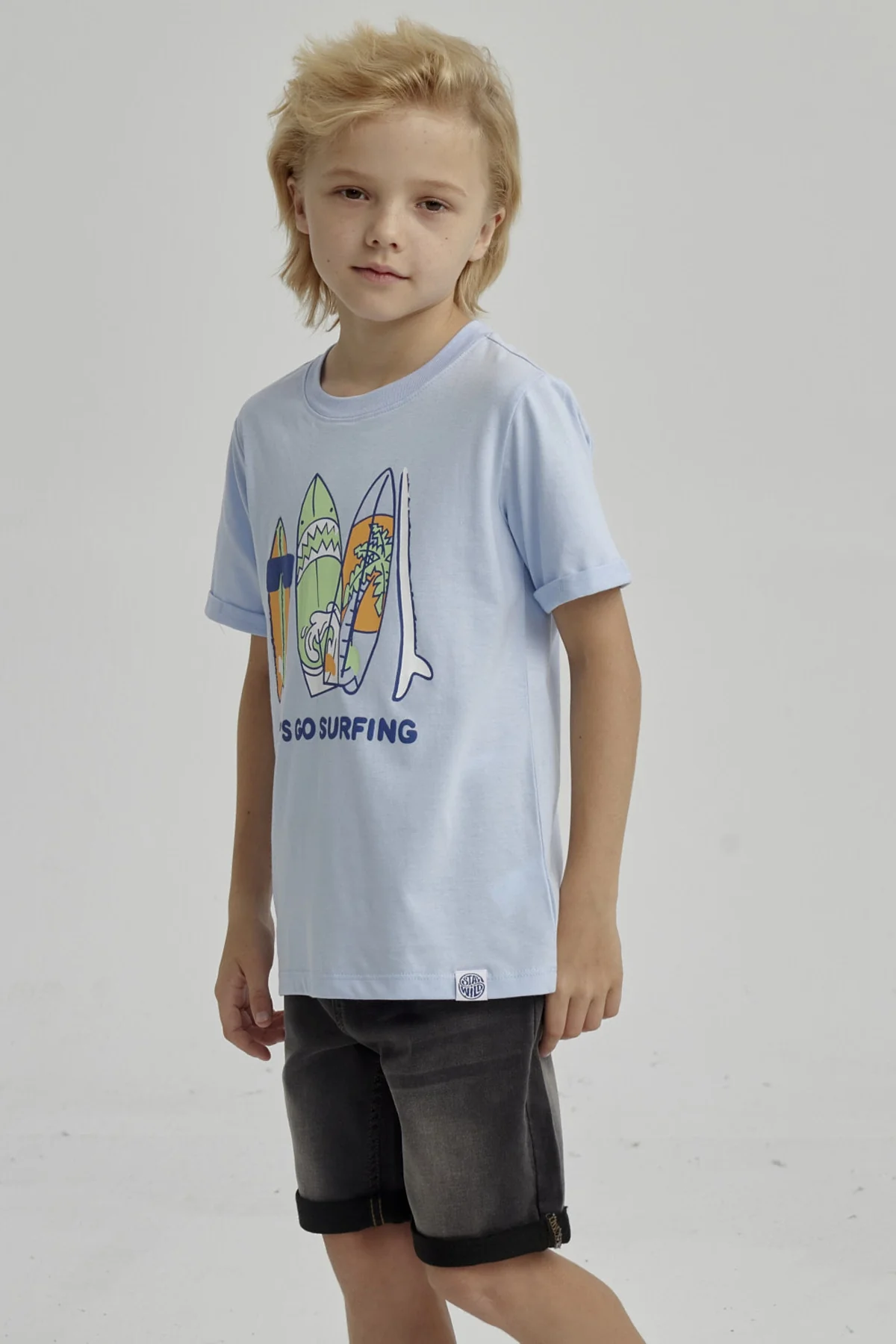 Polera Niño Puff Print Delantero Celeste - Image 2