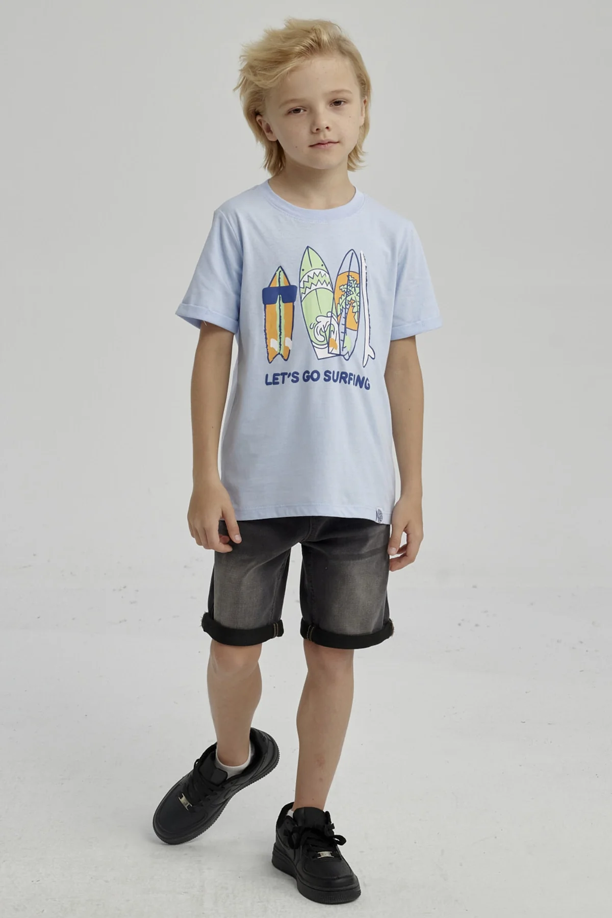 Polera Niño Puff Print Delantero Celeste - Image 4