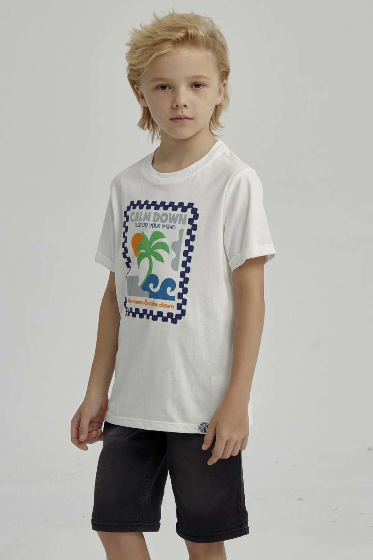 Polera Niño Puff Print Delantero Crudo - Image 2