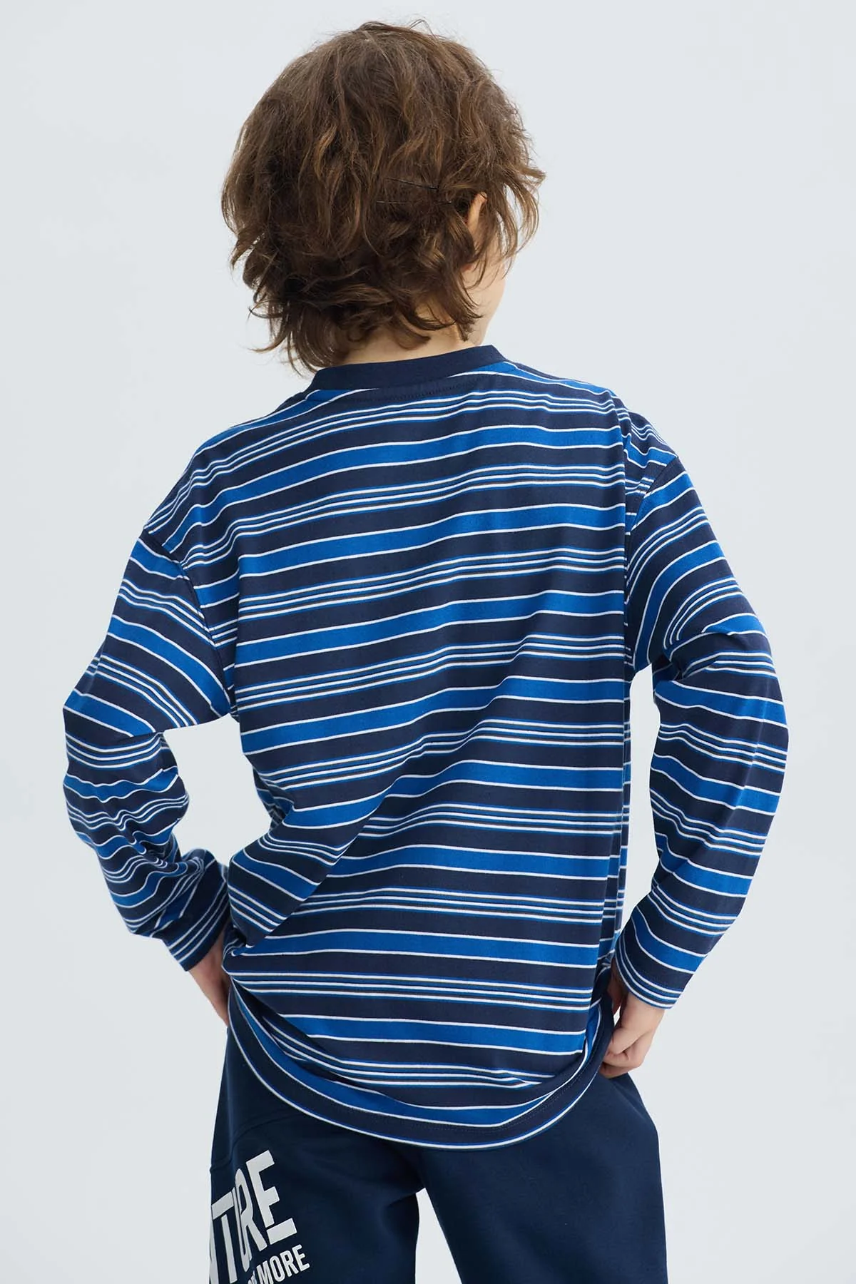 Polera Niño Rayas Azul Oscuro - Image 3