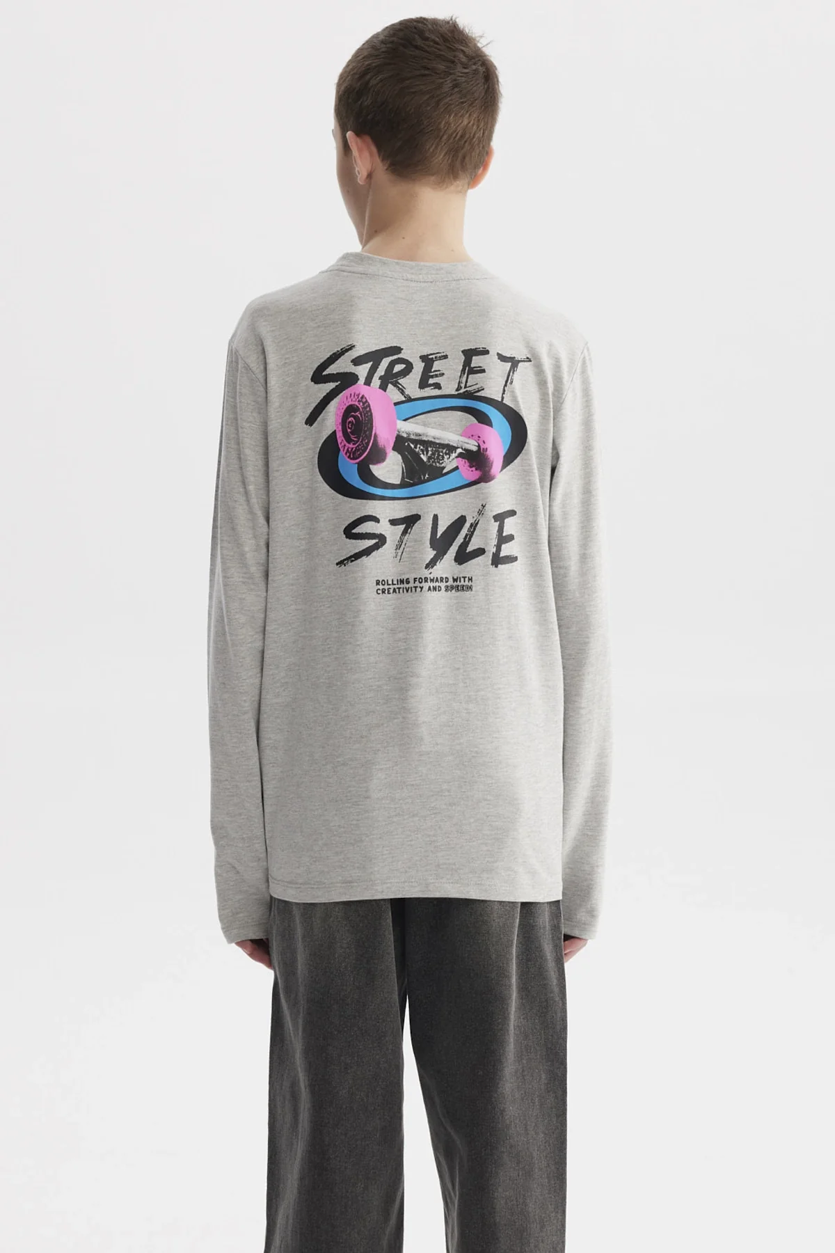 Polera Niño Slim Gris Melange - Image 3