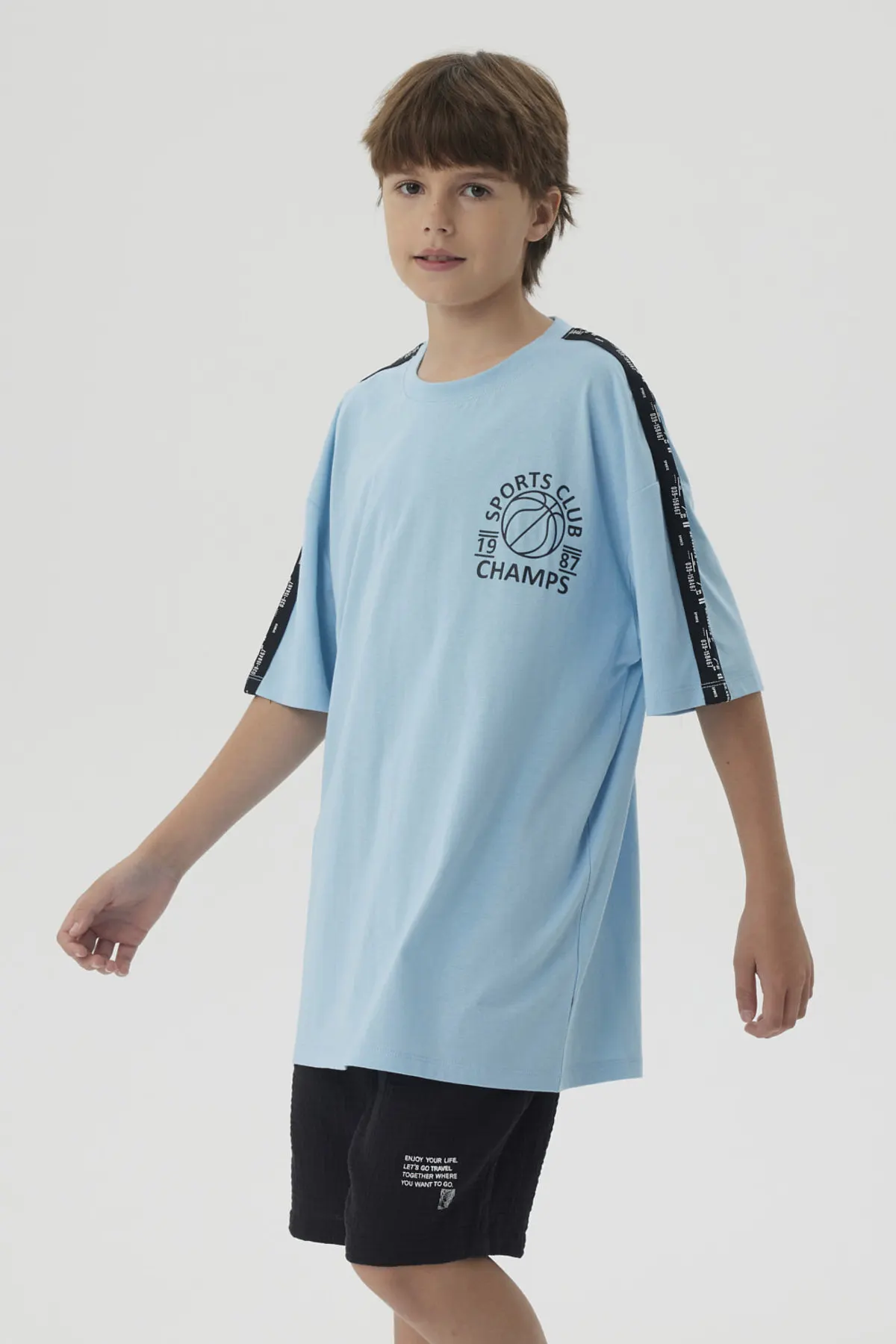 Polera Niño Tape Celeste - Image 2