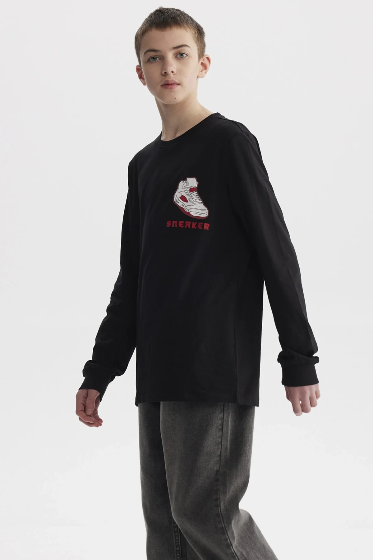 Polera Niño Teen Print Con Puño Negro - Image 2