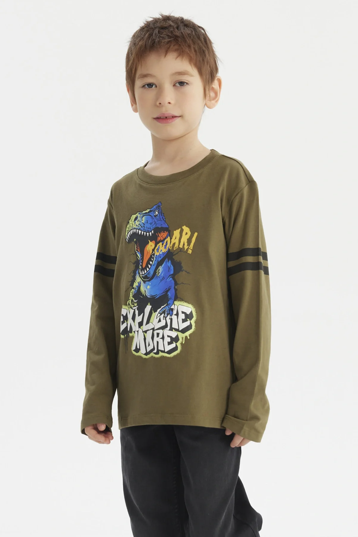 Polera Niño Toddler Franjas Verde Militar - Image 2