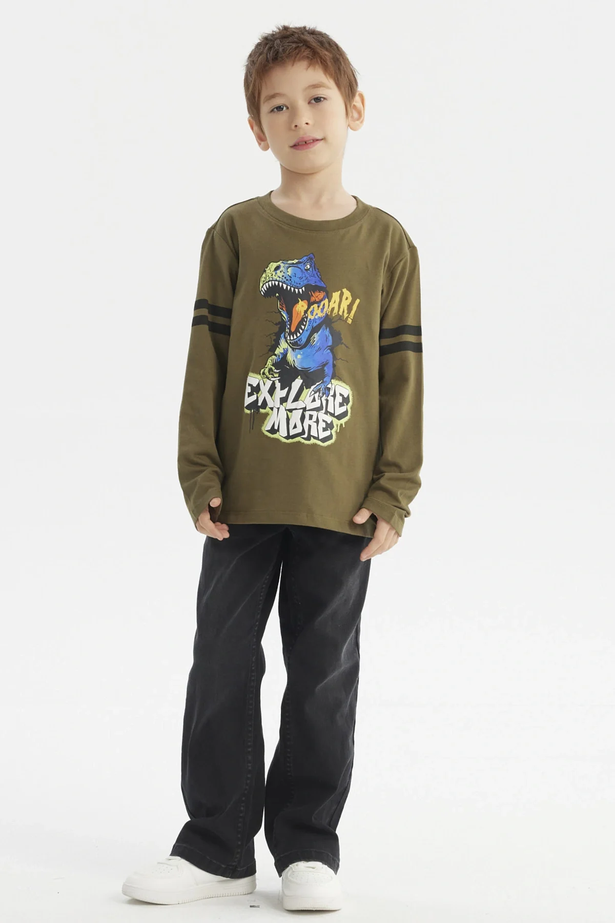 Polera Niño Toddler Franjas Verde Militar - Image 4