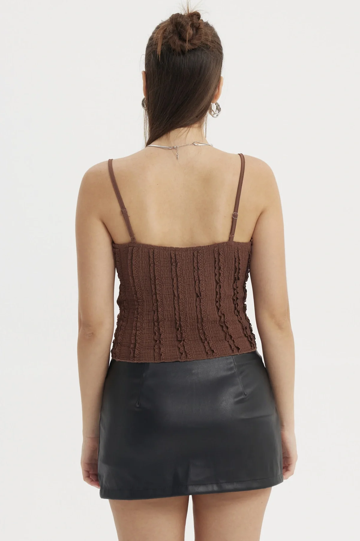 Polera Peto Mujer Texturizada Café - Image 3
