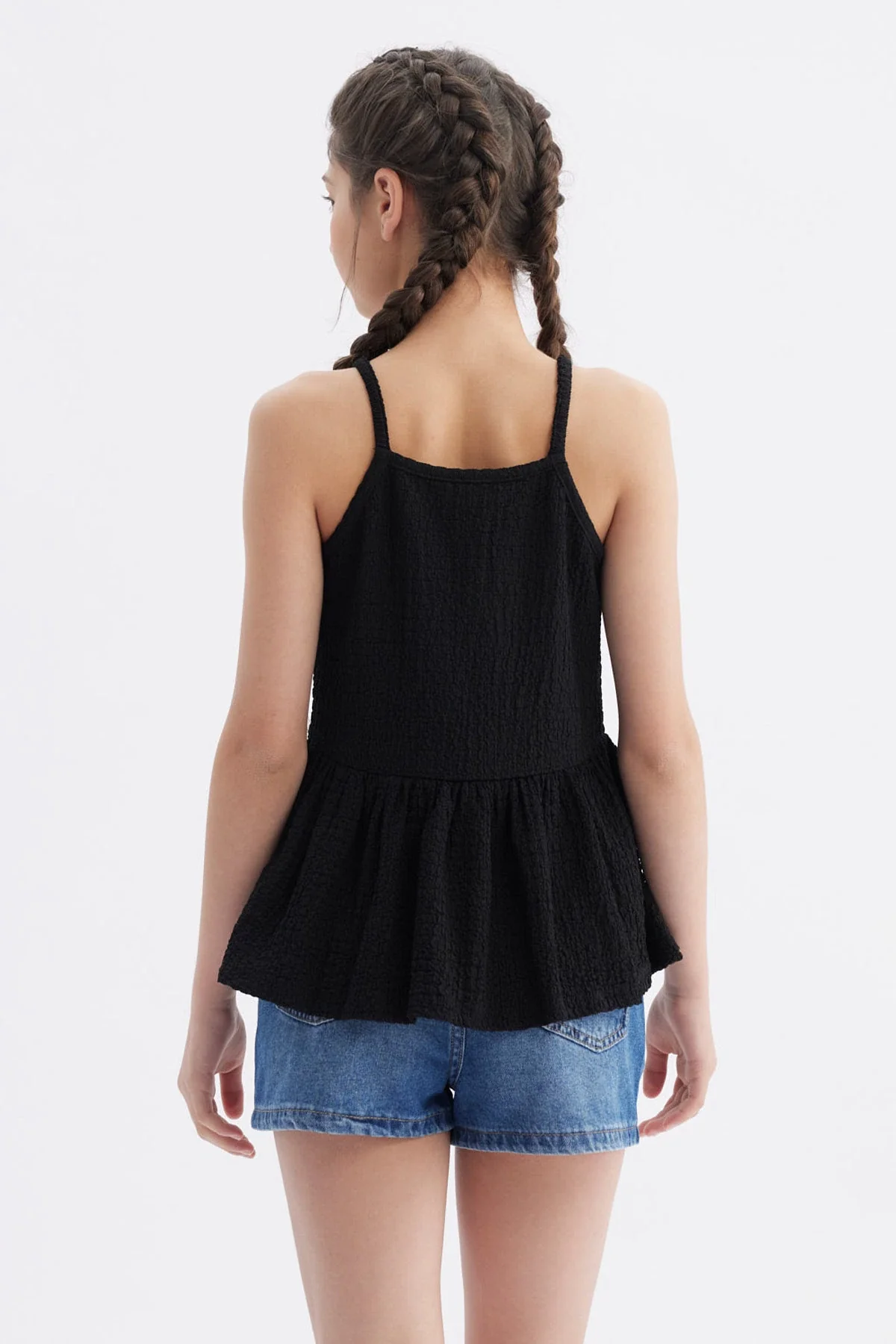 Polera Peto Niña Textura Negro - Image 3