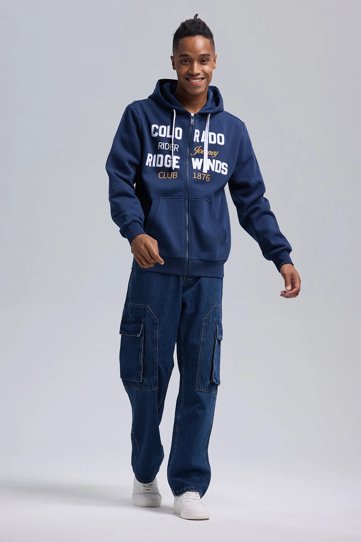 Polerón Hombre Full Zipper Azul - Image 4