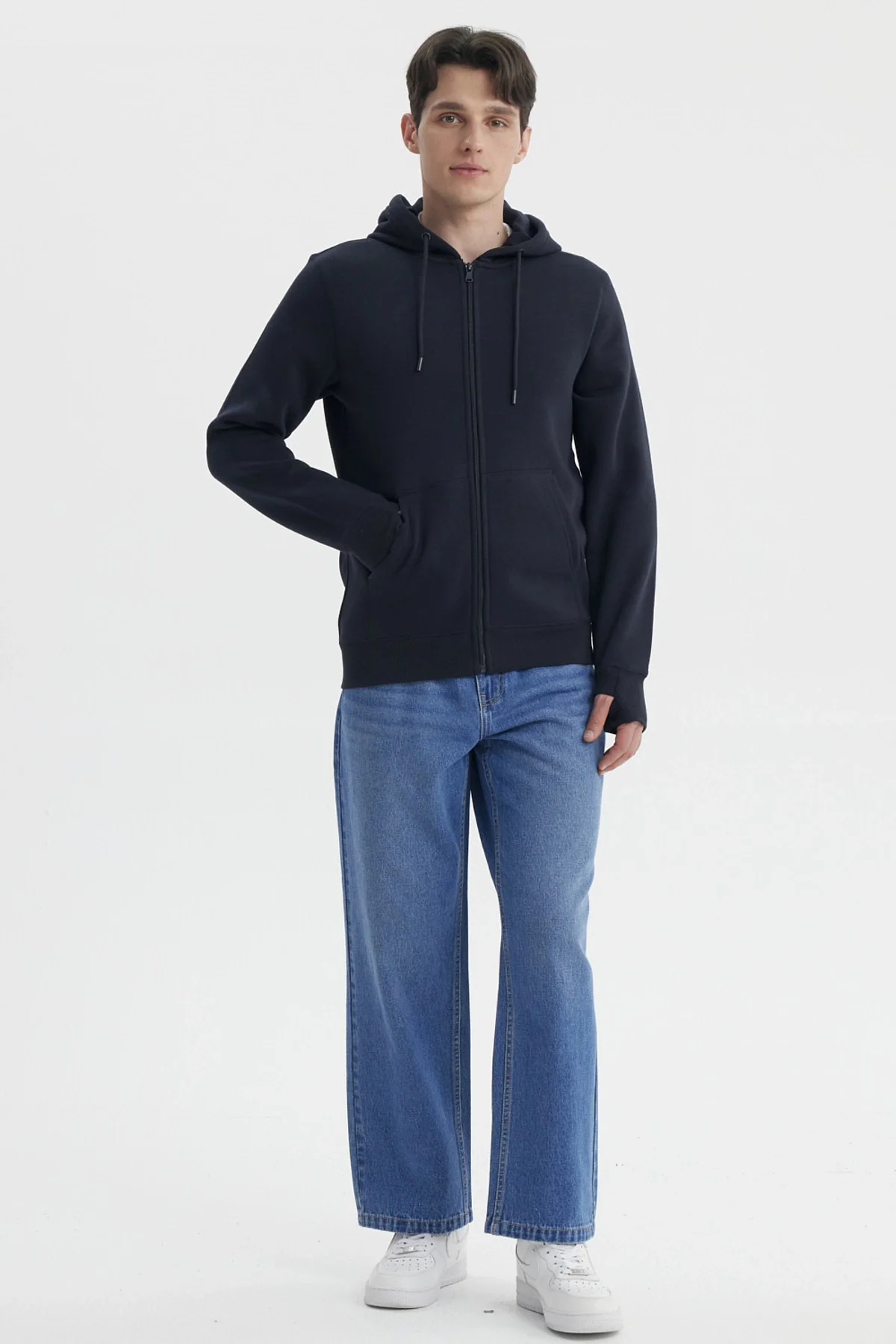 Polerón Hombre Full Zipper Azul Marino - Image 4