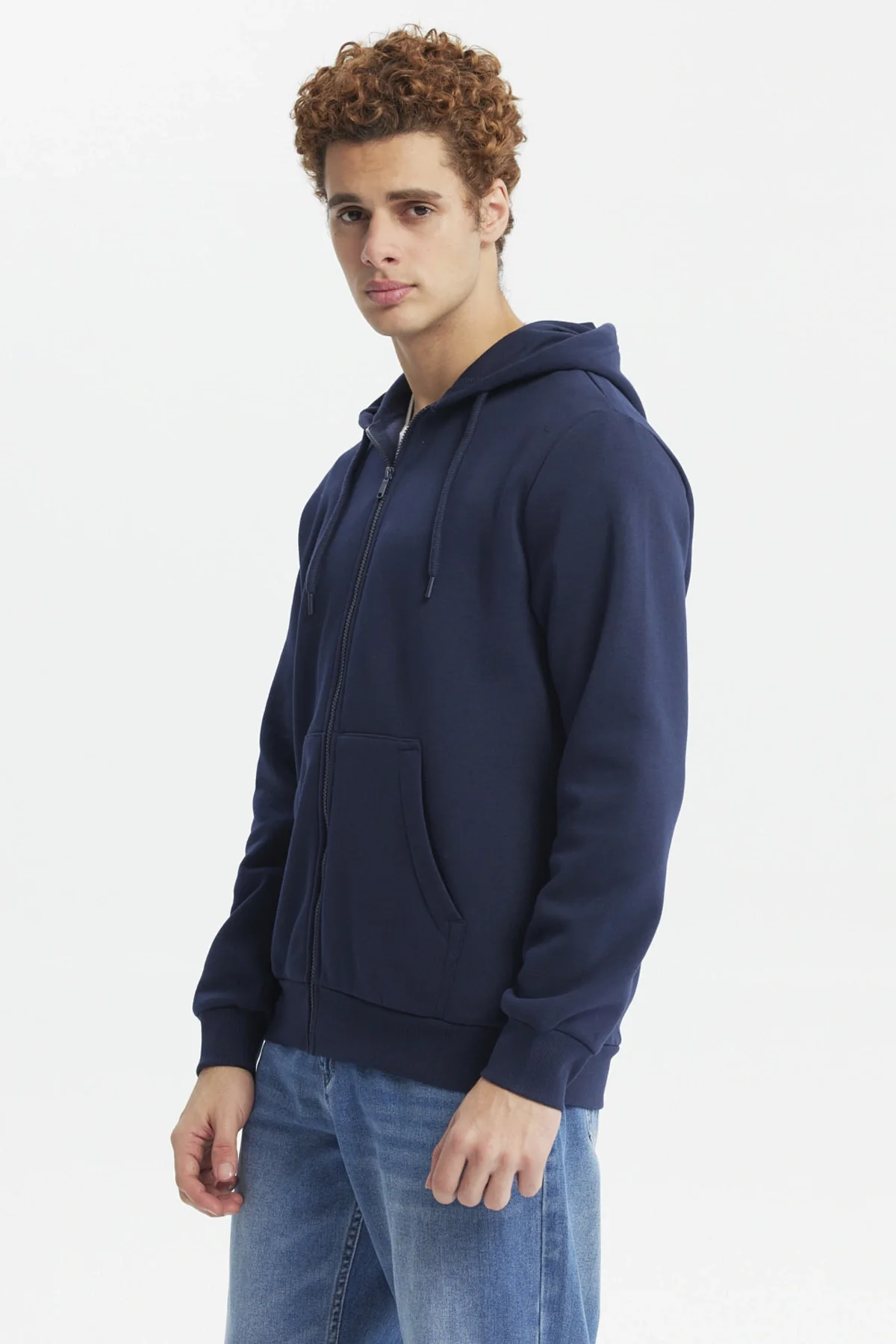 Polerón Hombre Full Zipper Basico Azul Oscuro - Image 2