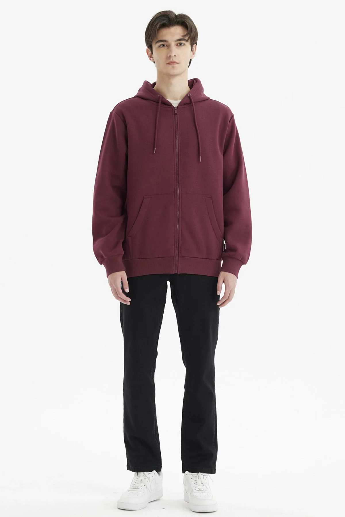 Polerón Hombre Full Zipper Basico Burdeo - Image 4