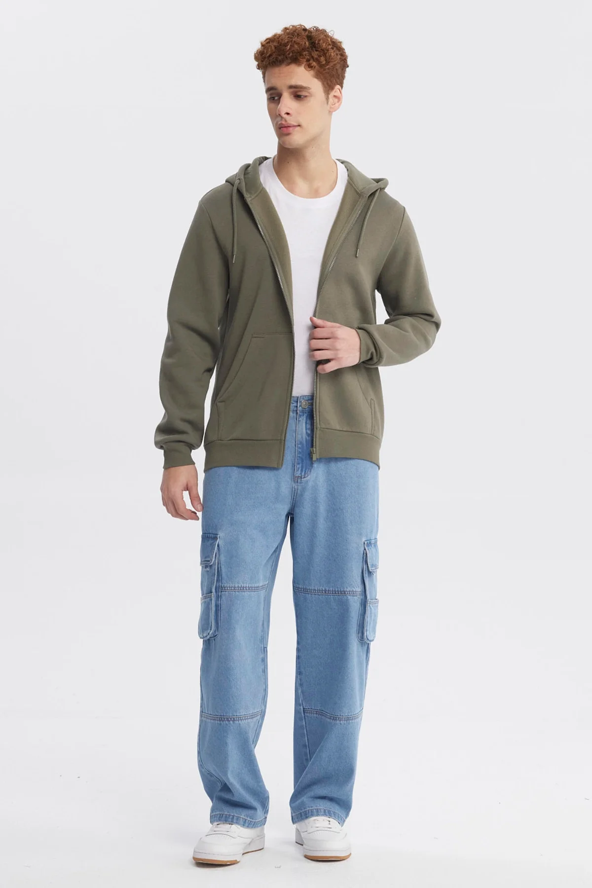 Polerón Hombre Full Zipper Basico Verde Militar - Image 4