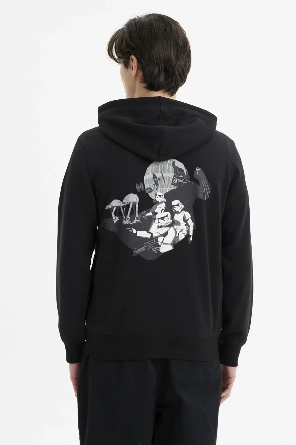 Polerón Hombre Full Zipper Print Espalda Negro - Image 2