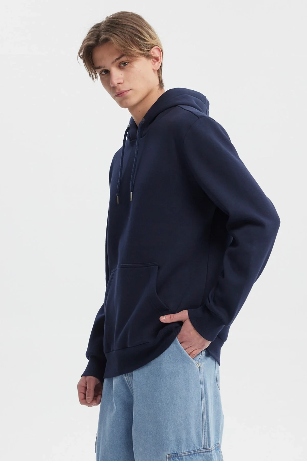 Polerón Hombre Hoodie Básico Azul - Image 2