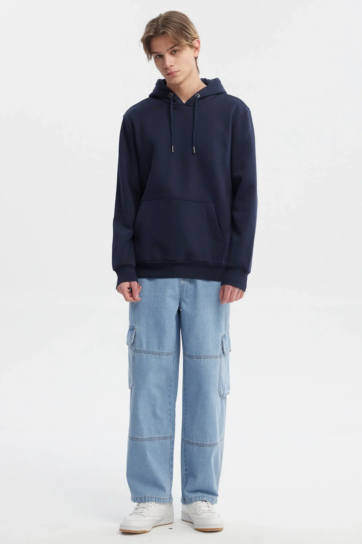 Polerón Hombre Hoodie Básico Azul - Image 4