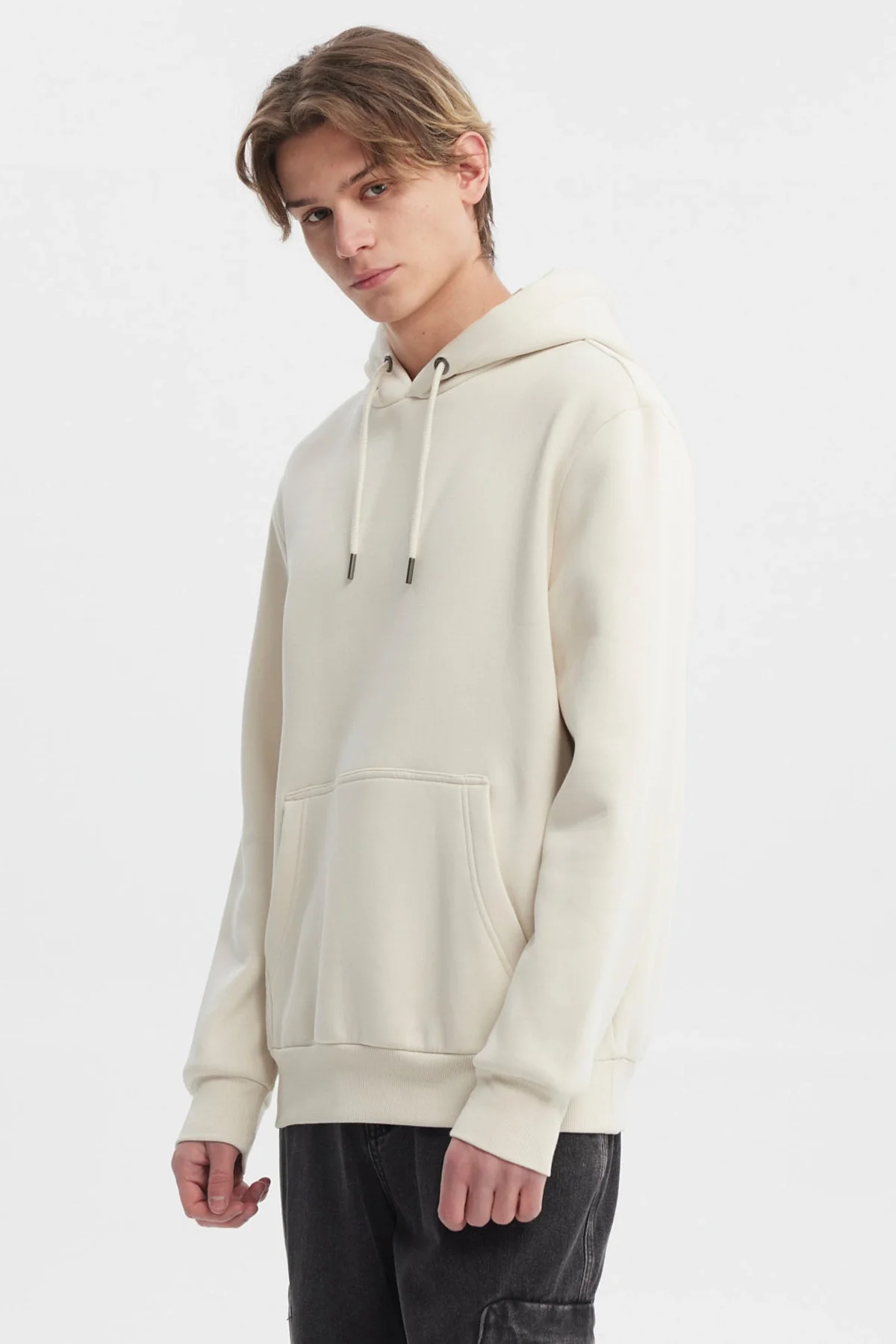 Polerón Hombre Hoodie Básico Beige - Image 2