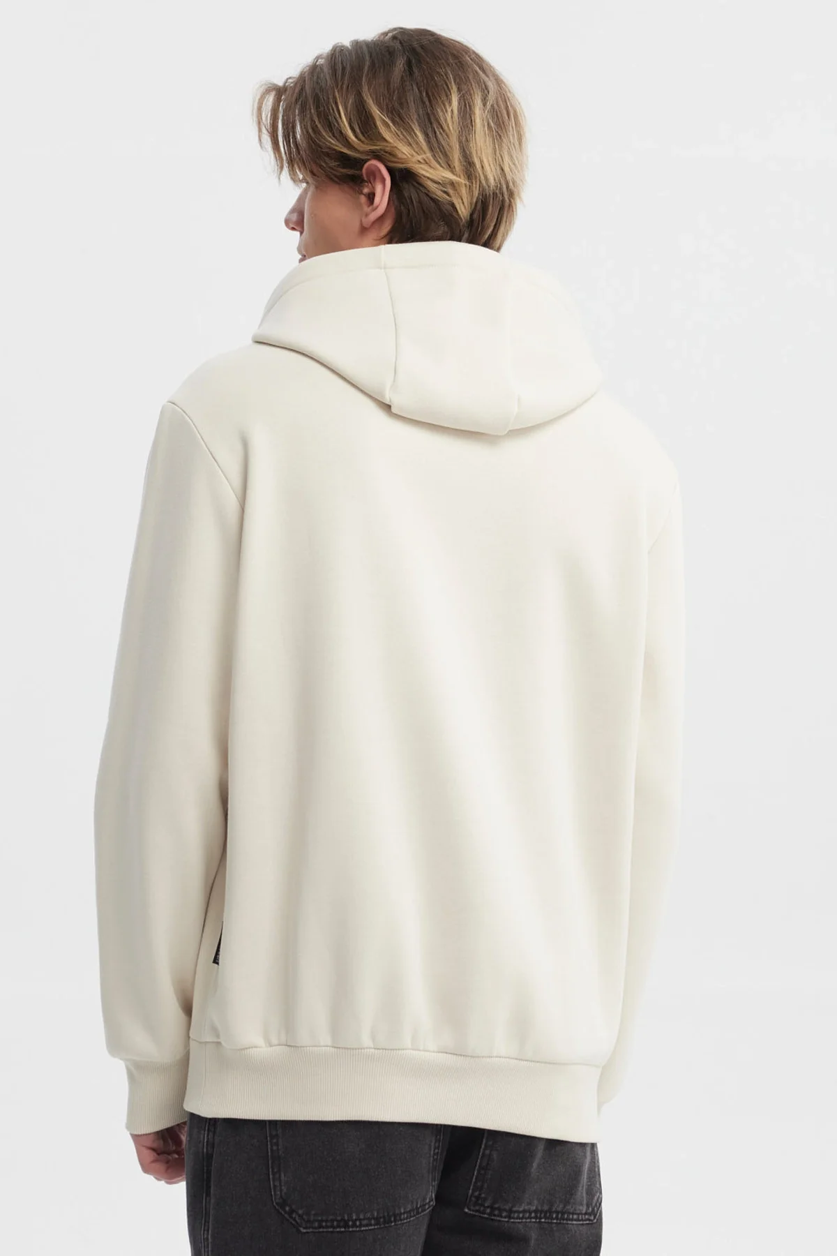 Polerón Hombre Hoodie Básico Beige - Image 3
