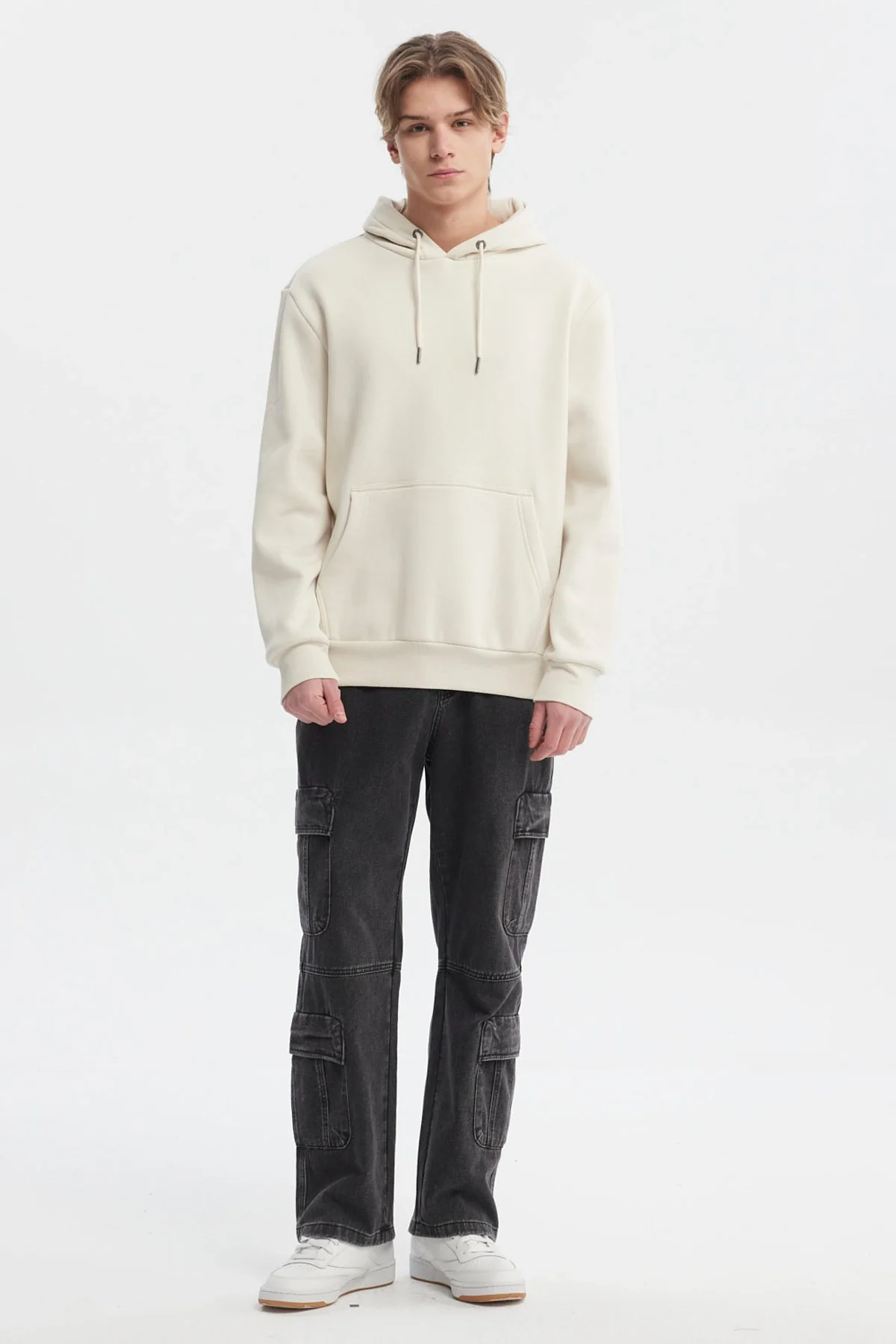 Polerón Hombre Hoodie Básico Beige - Image 4