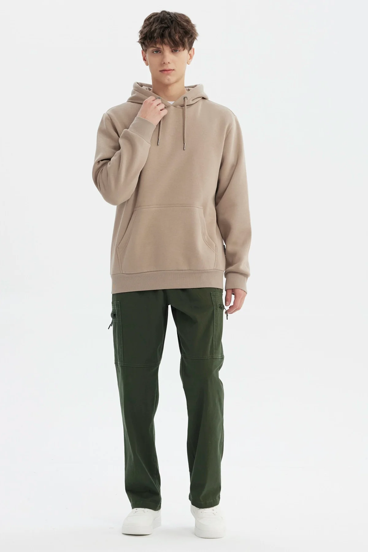 Polerón Hombre Hoodie Básico Kaki - Image 4