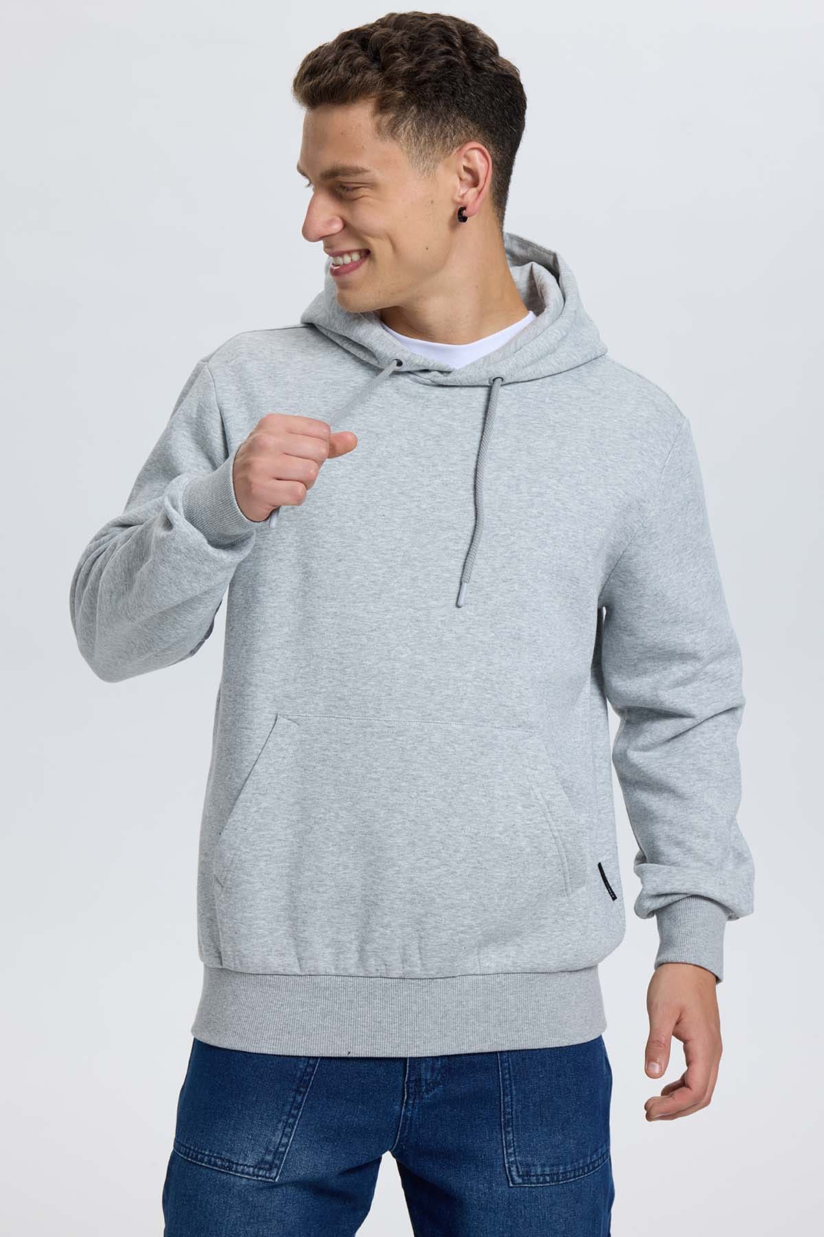 Polerón Hombre Hoodie Gris Melange - Image 2