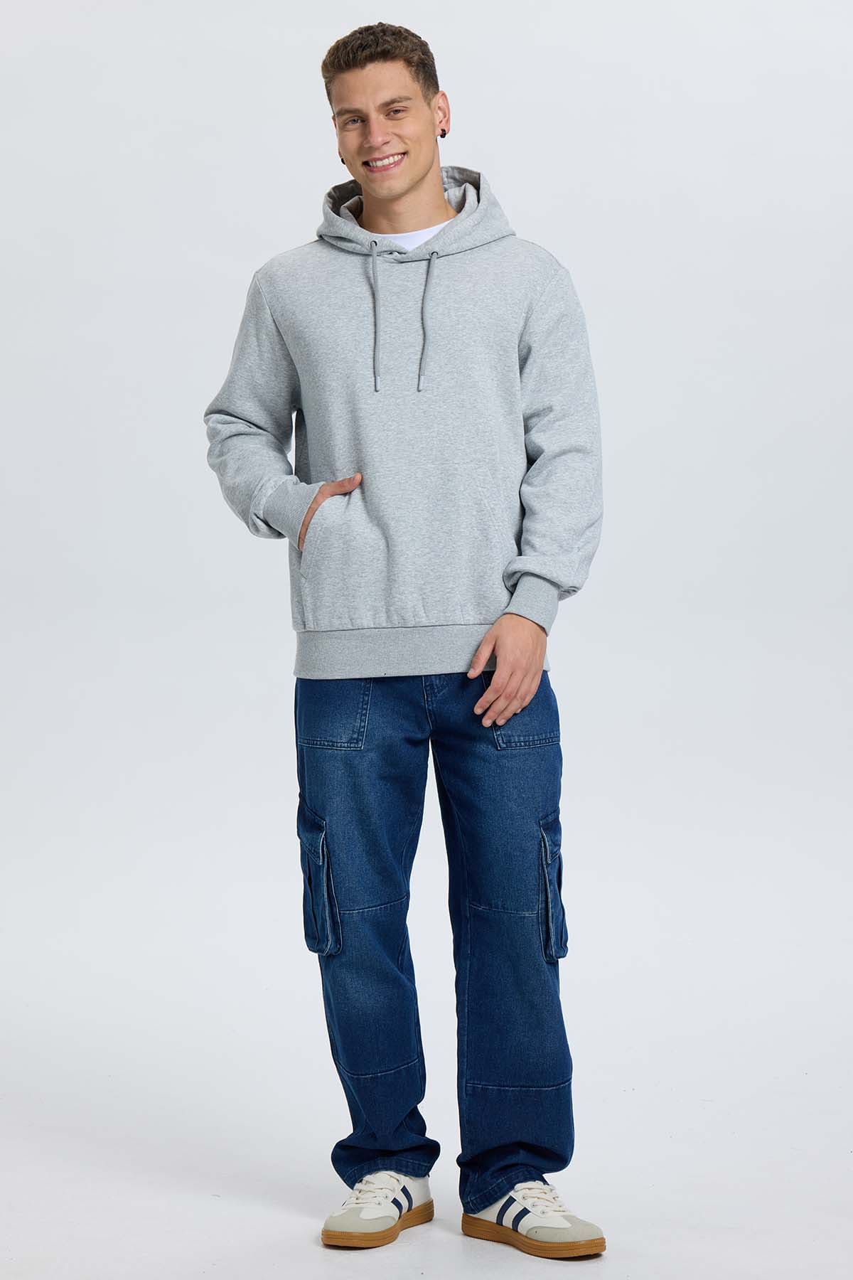 Polerón Hombre Hoodie Gris Melange - Image 4