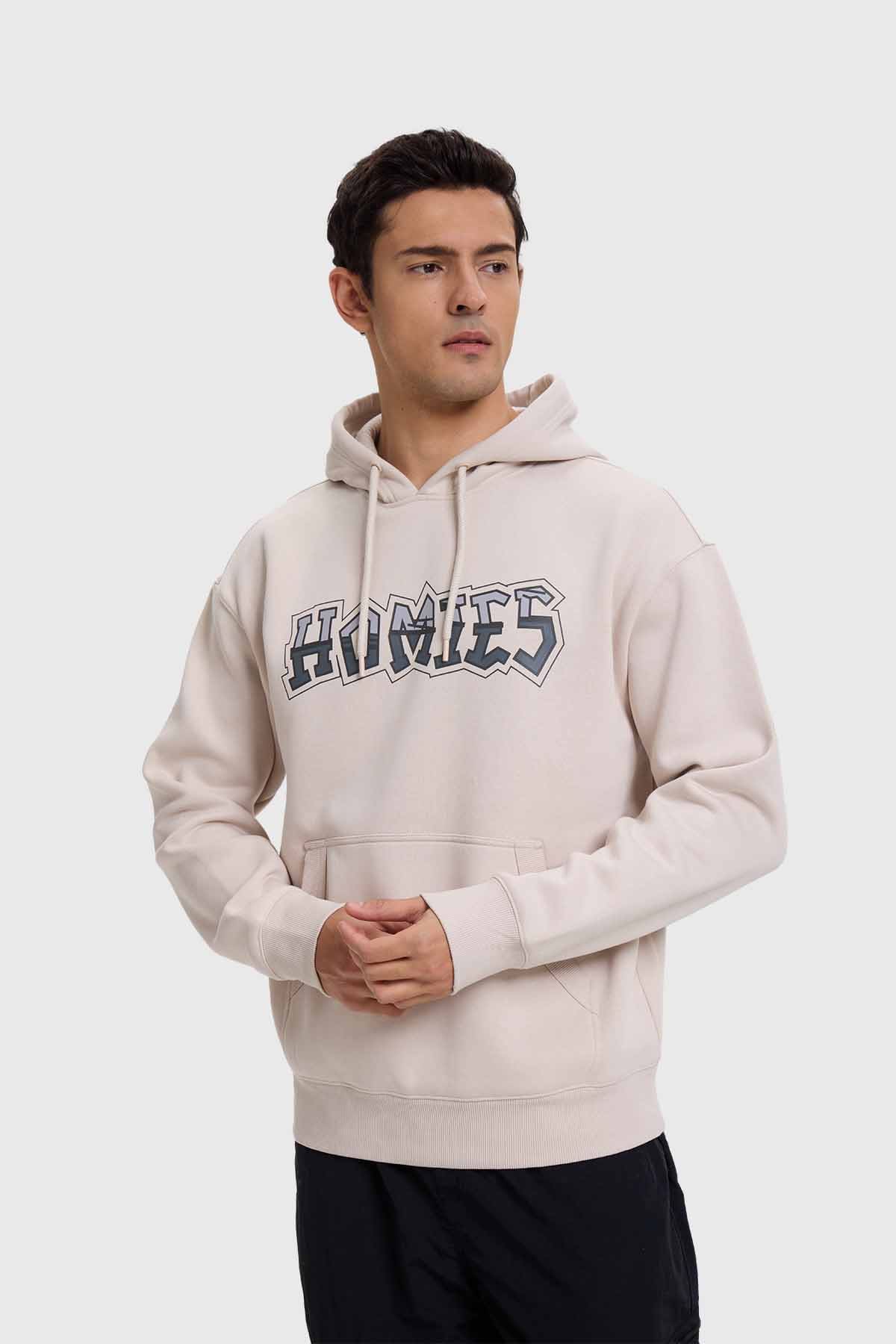 Polerón Hombre Hoodie Print Beige - Image 2