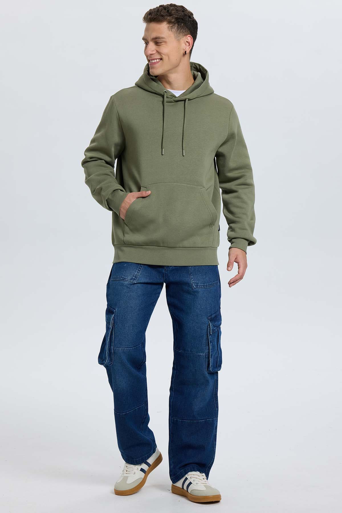 Polerón Hombre Hoodie Verde Militar - Image 4