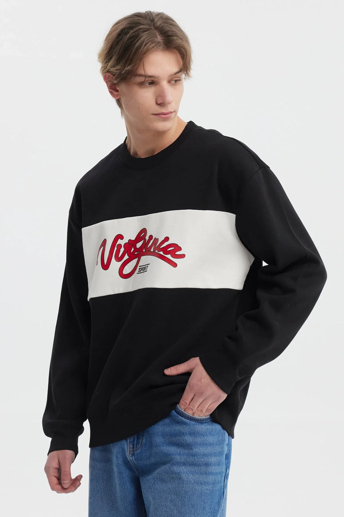 Polerón Hombre Oversize Cuello Redondo Negro - Image 2