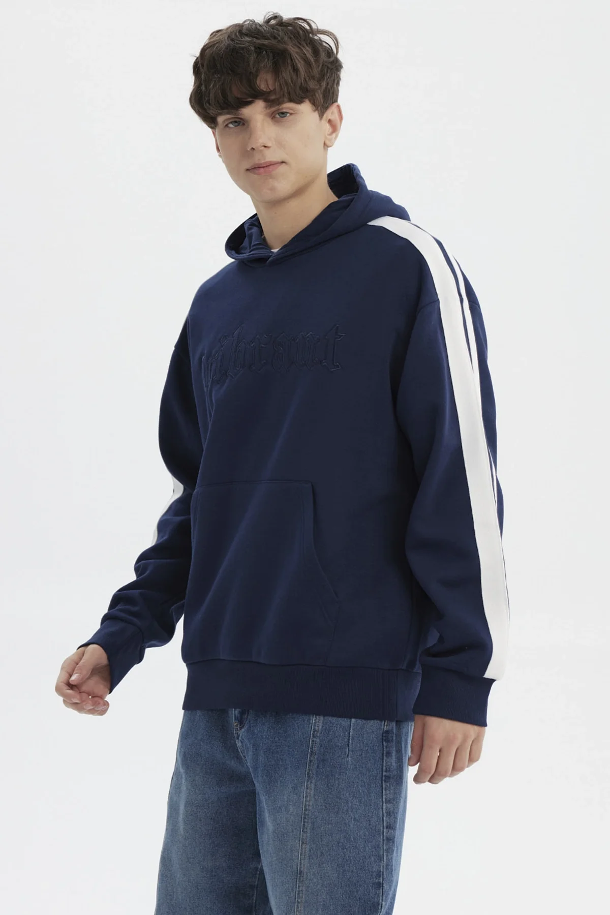 Polerón Hombre Slim Con Gorro Azul Marino - Image 2