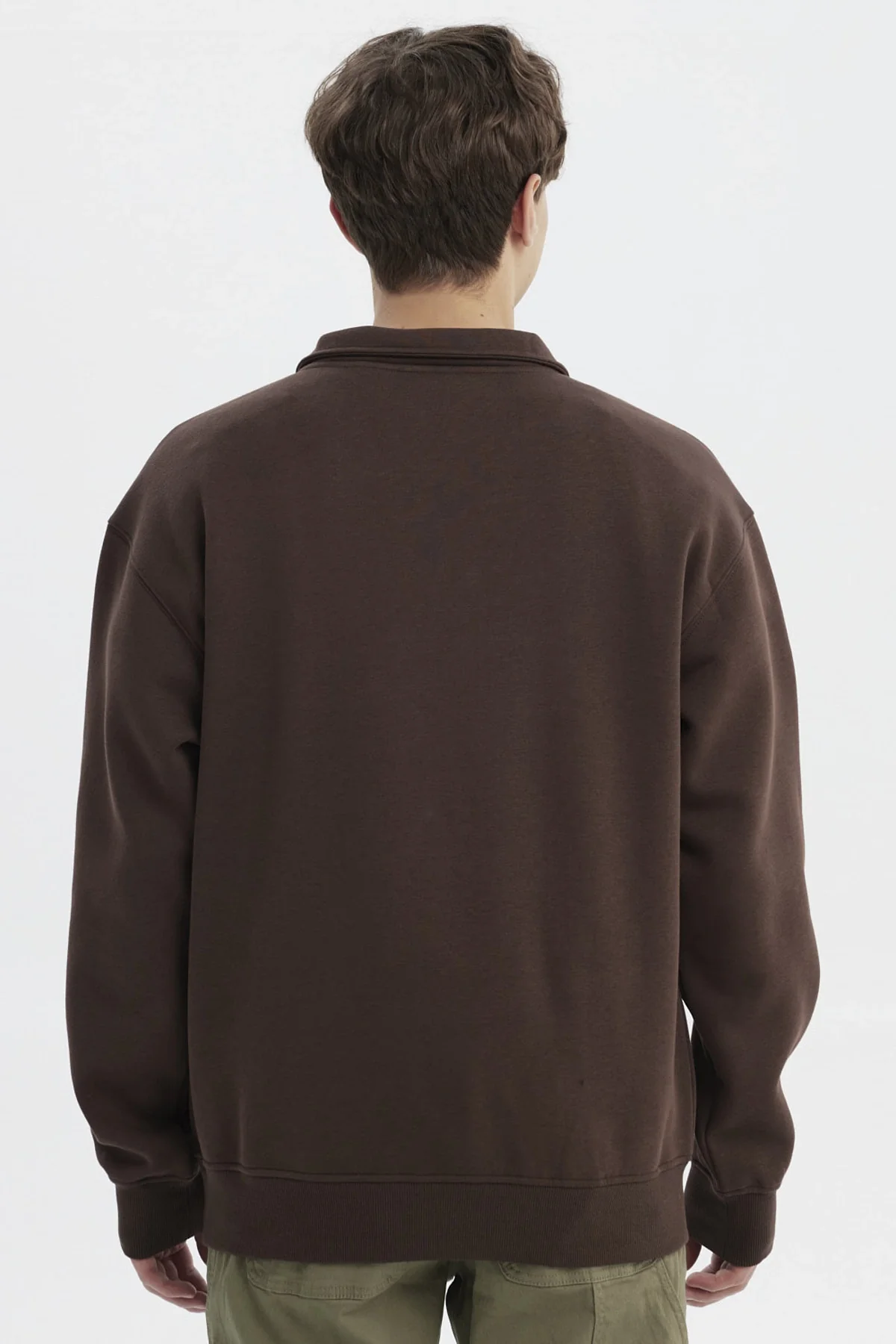 Polerón Hombre Slim Half Zipper Chocolate - Image 3