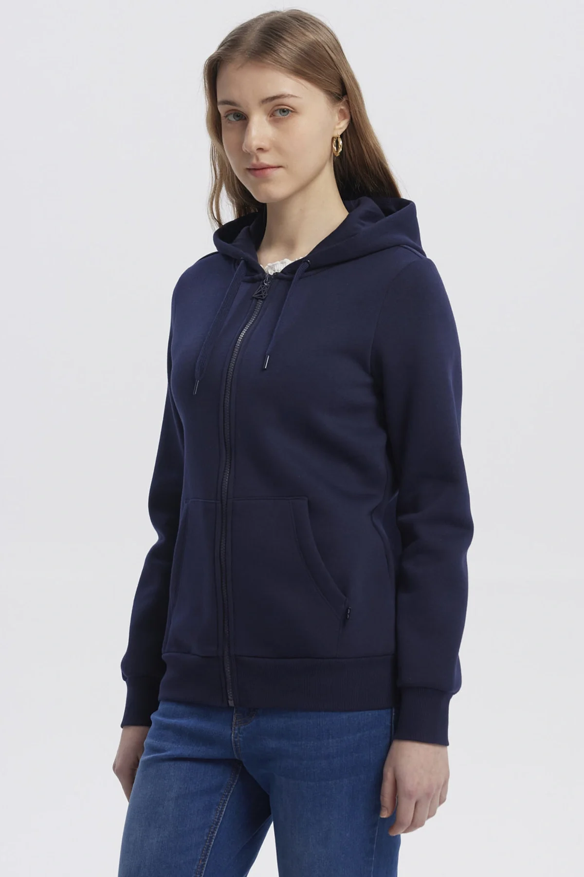 Polerón Mujer Abierto Hodie Azul Oscuro - Image 2