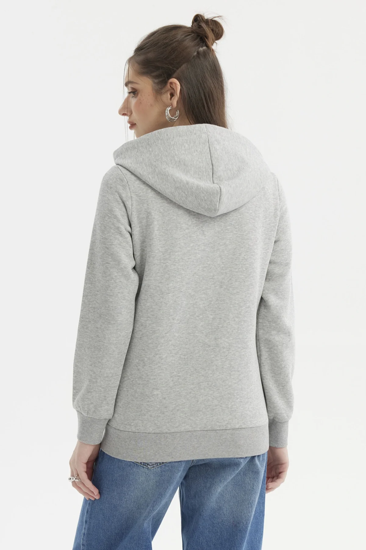 Polerón Mujer Abierto Hodie Gris Melange - Image 3
