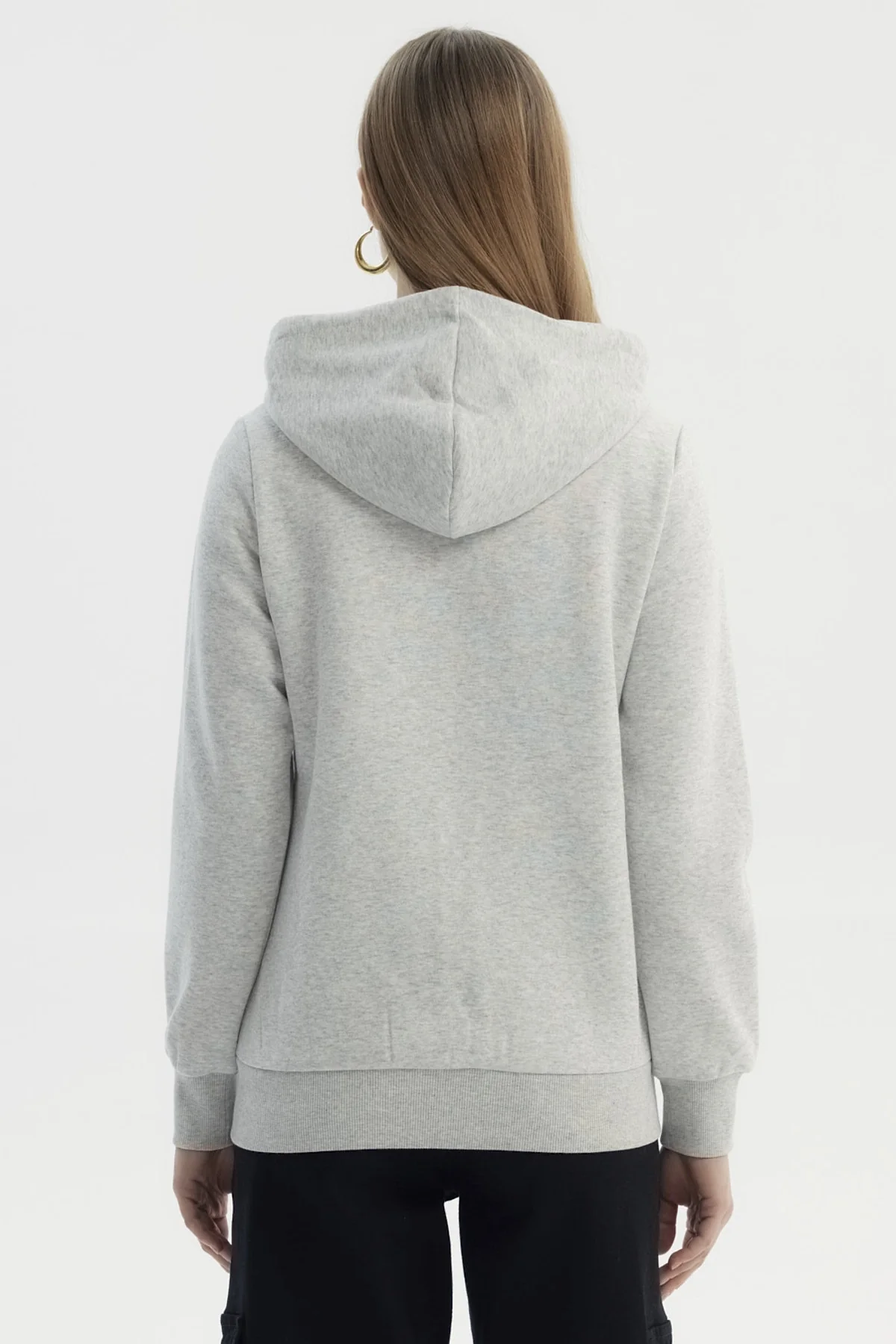 Polerón Mujer Abierto Hodie Gris Melange Claro - Image 3