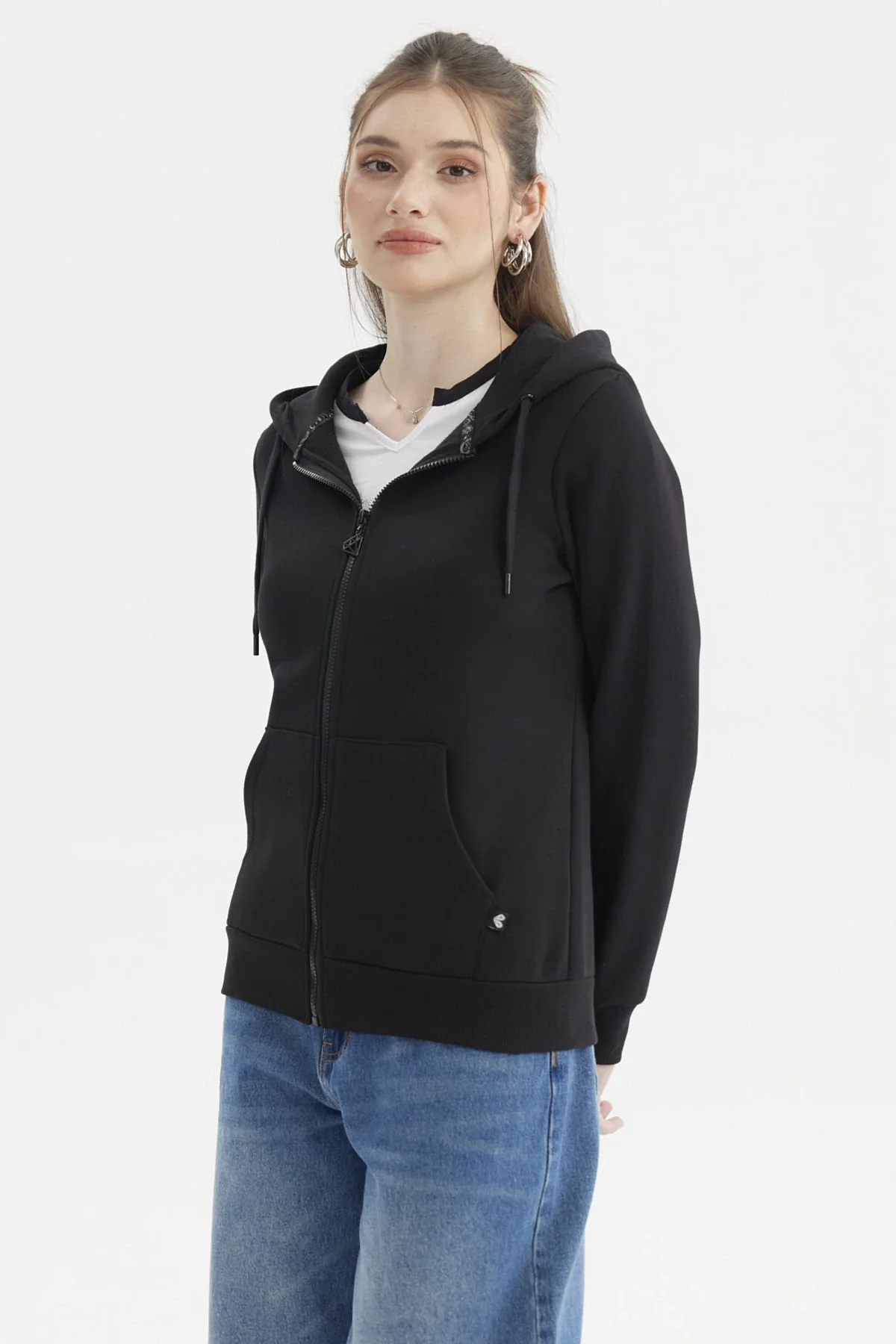 Polerón Mujer Abierto Hodie Negro - Image 2