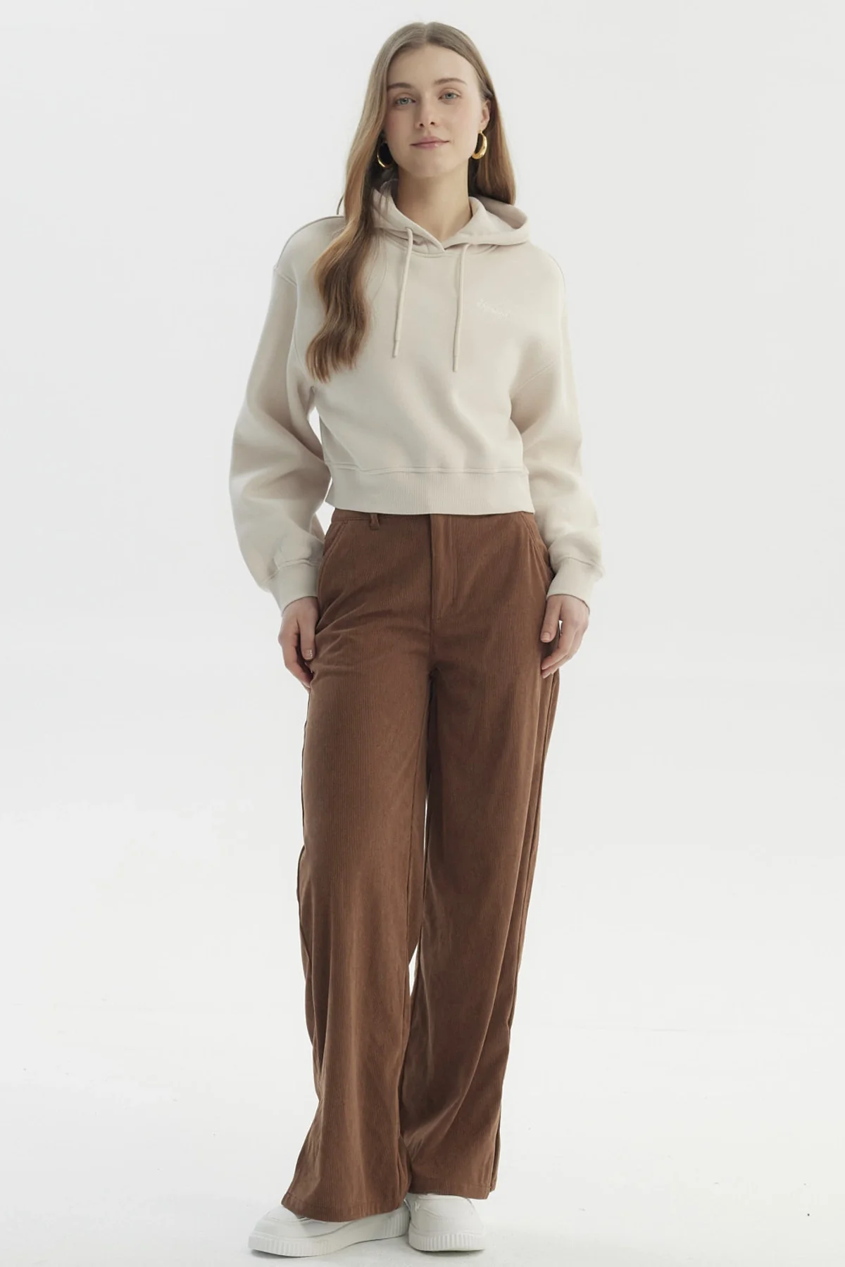 Polerón Mujer Canguro Print Beige Claro - Image 4