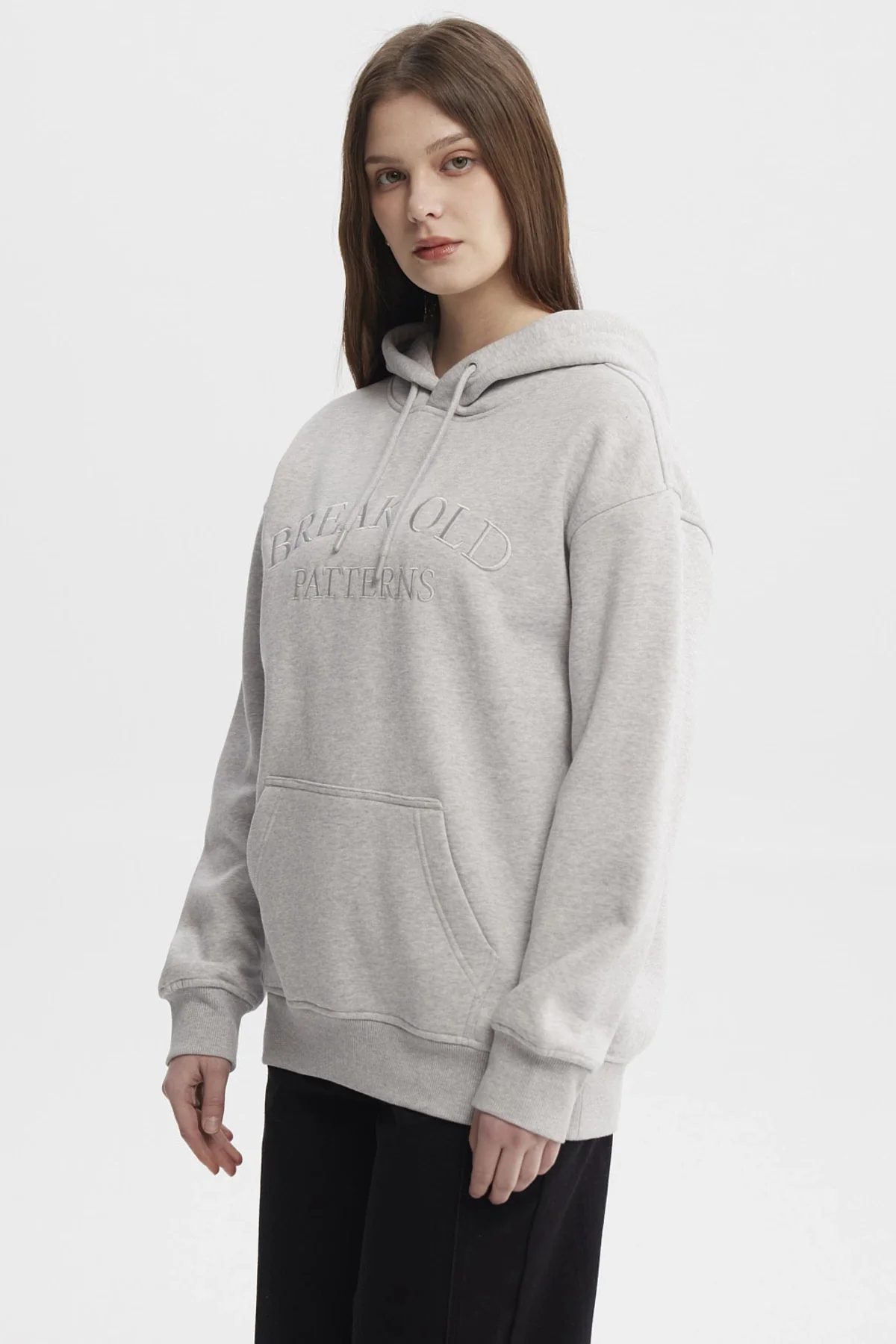 Polerón Mujer Canguro Print Gris Melange - Image 2