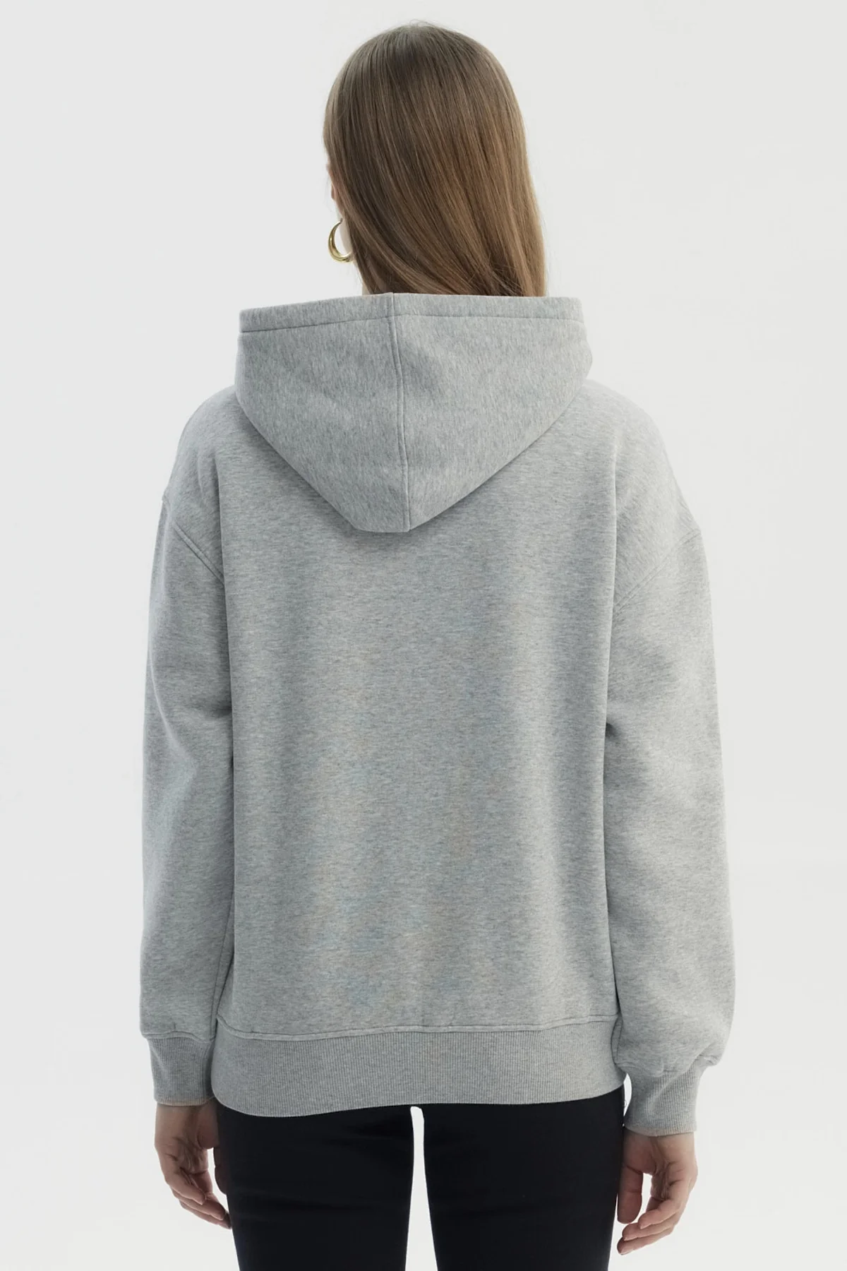 Polerón Mujer Canguro Print Gris Melange - Image 3